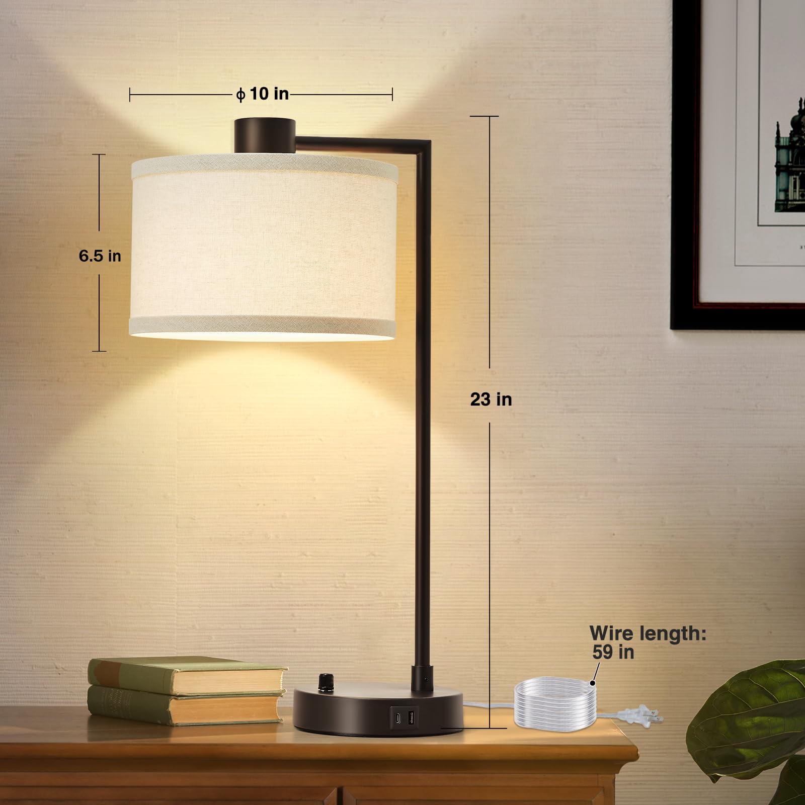 Luvkczc Table Lamp Set of 2 - Fully Dimmable with USB Ports, 11.2"D x 10"W x 23"H, Red Brown, Model 106,
