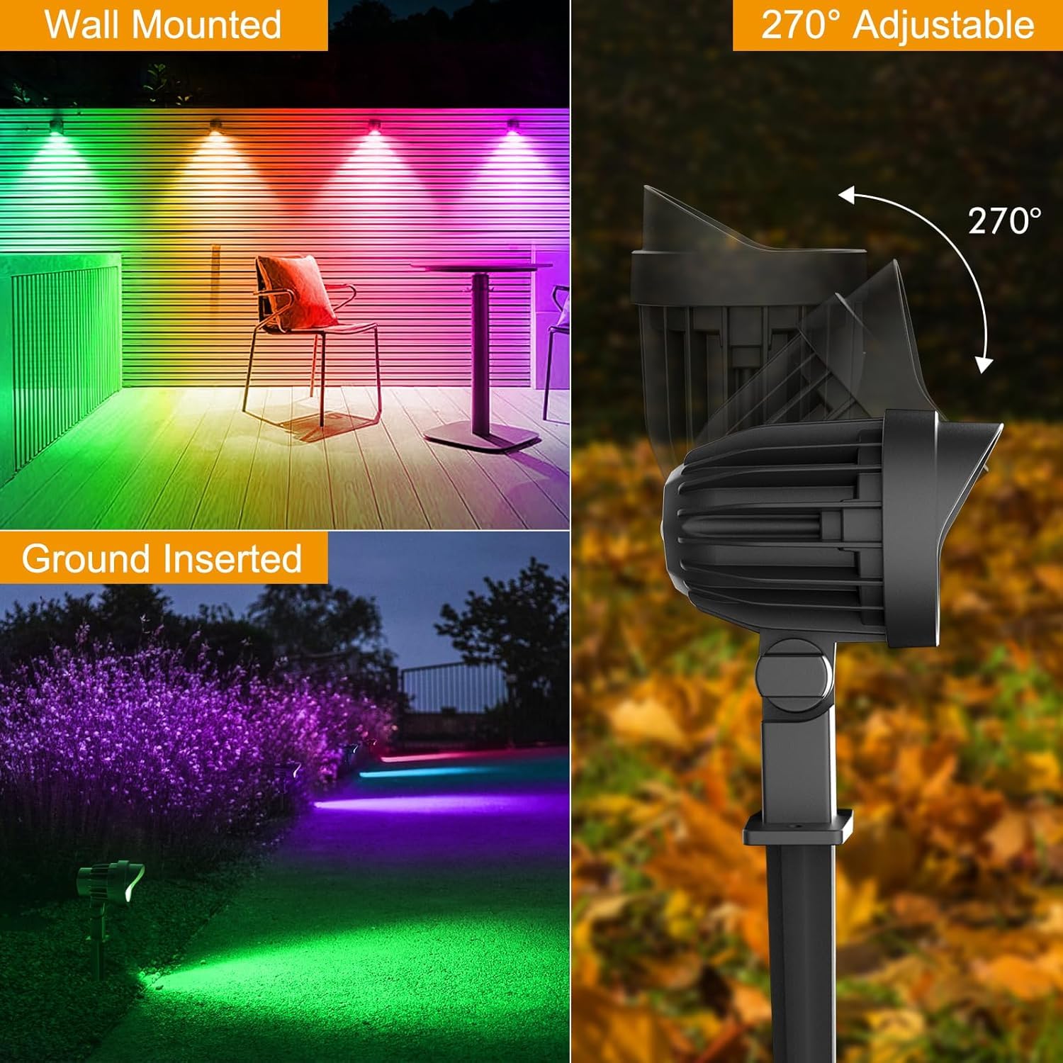 Meikee 7W Rgb Low Voltage Landscape Lights Led Color Changing Landscape Lighting Ip66 Waterproof Outdoor Spotlights Rgb Christmas Halloween Lights For Garden Path Yard With Remote 12 Packs
