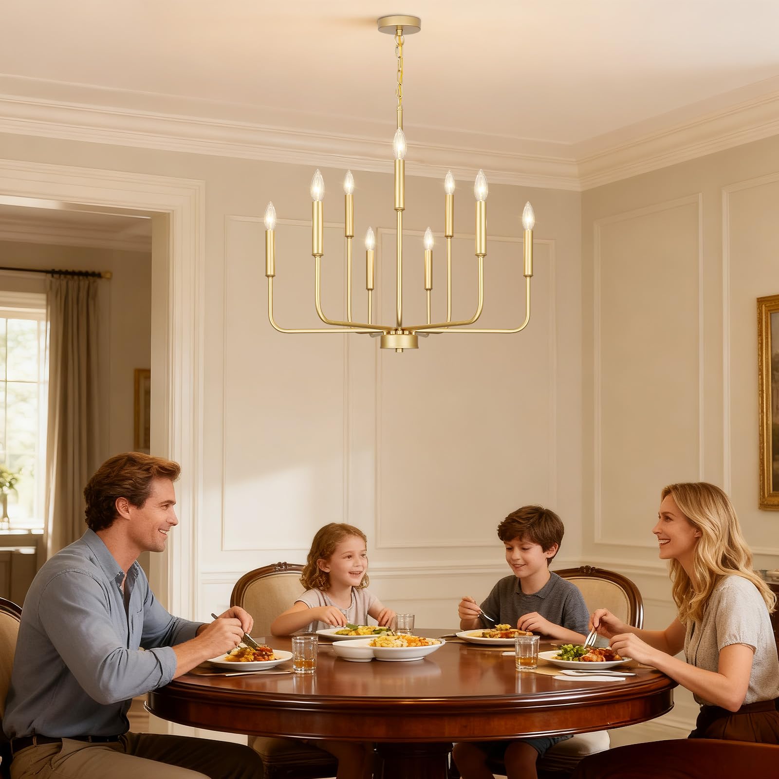 Gifarich Gold Chandeliers For Dining Room Light Fixture Over Table  Modern Farmhouse Chandeliers For Living Room 9-Lights Industrial Metal Candle Lighting Fixtures For Entryway Kitchen Island Foyer