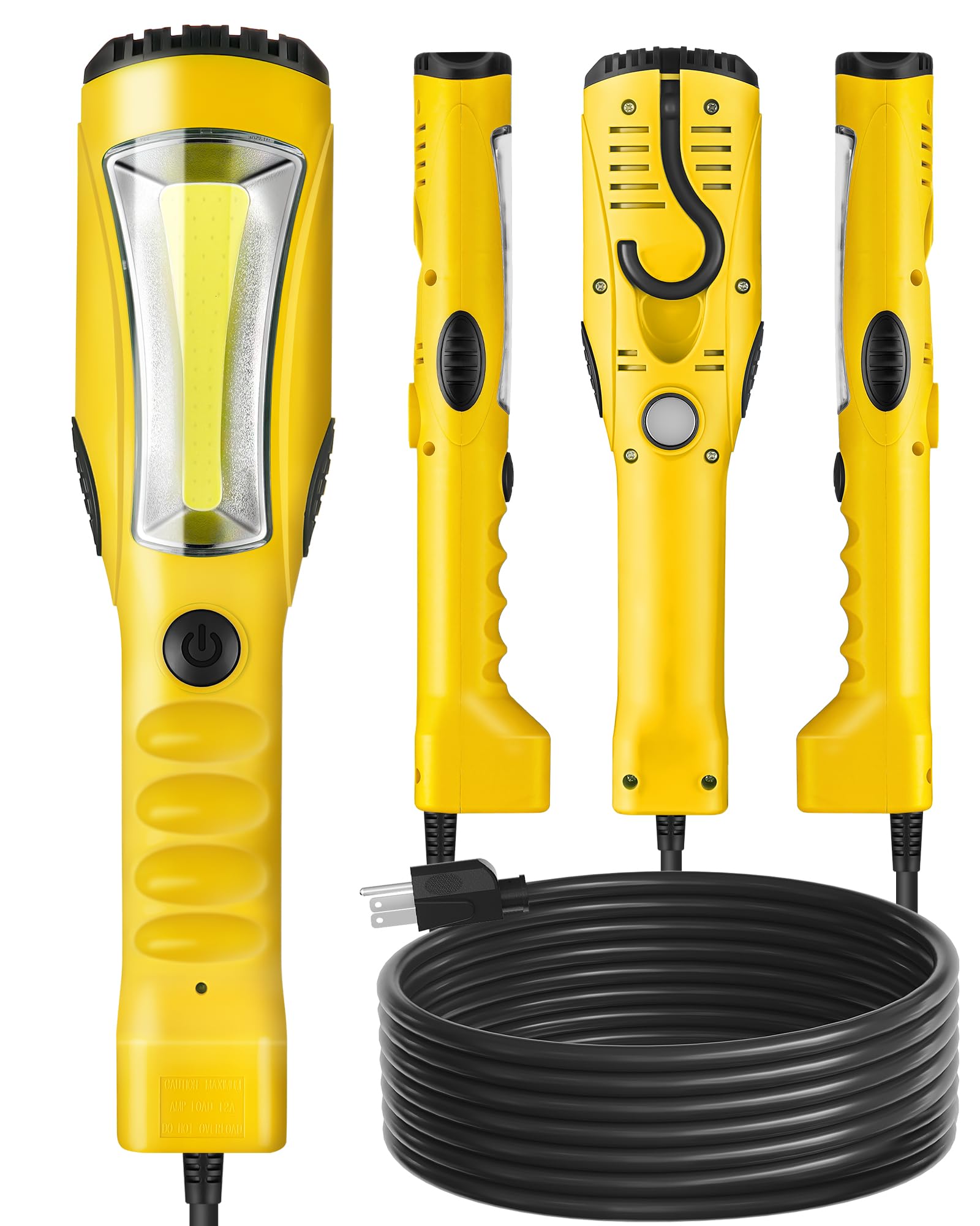 Wilawels 18W Led Work Light, 25Ft 2000Lm Cob Led Light, Handheld Underhood Trouble Light With Cord 16 Gauge Sjtw, Swivel Hook, For Garage, Workshop, Car Repair Scene, Etl Listed, Yellow Y04Wl06