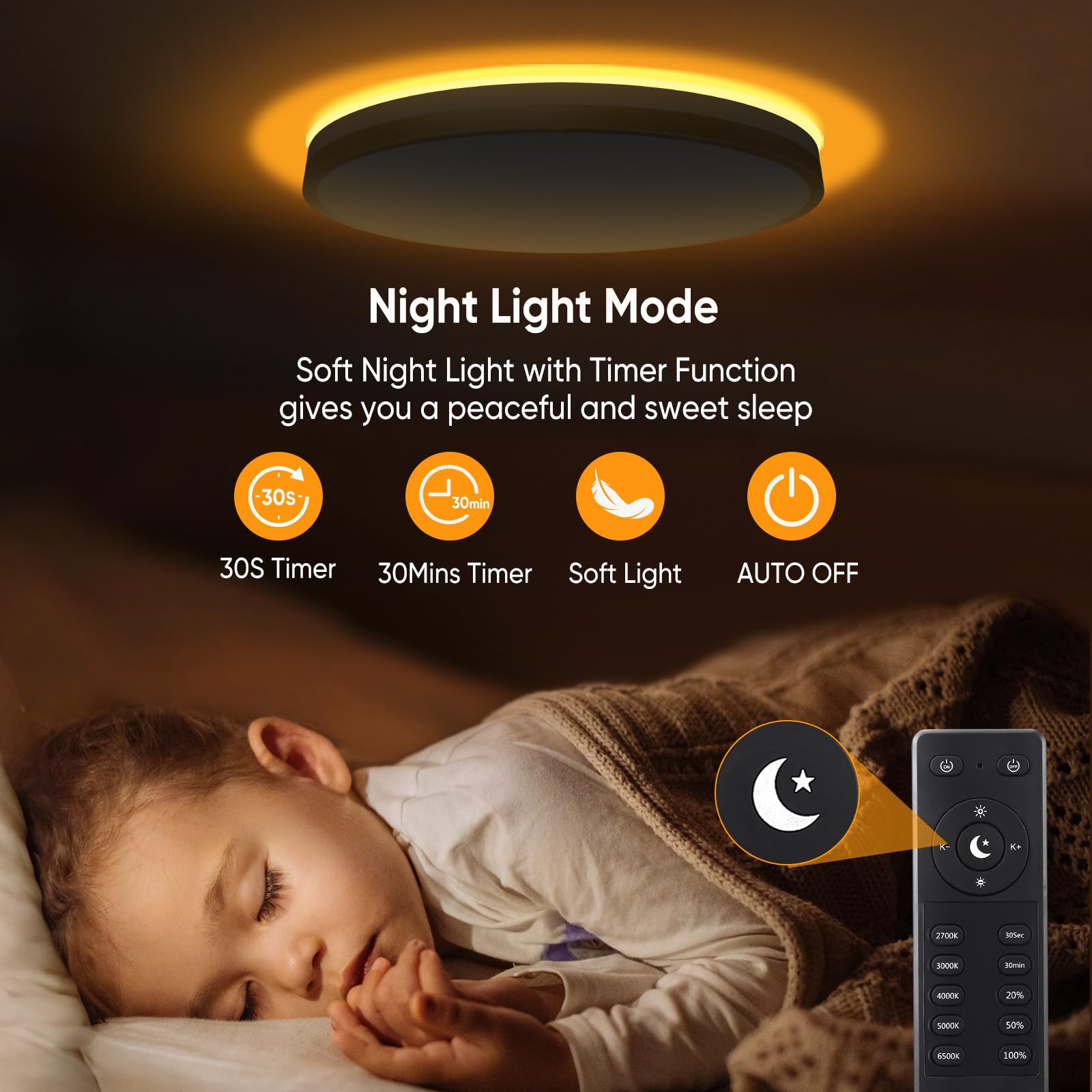 Lightania 15 Inch Flush Mount Ceiling Light With Remote Control & Night Light, 5Cct Dimmable Ceiling Light Fixture, 35W 3500Lm 2