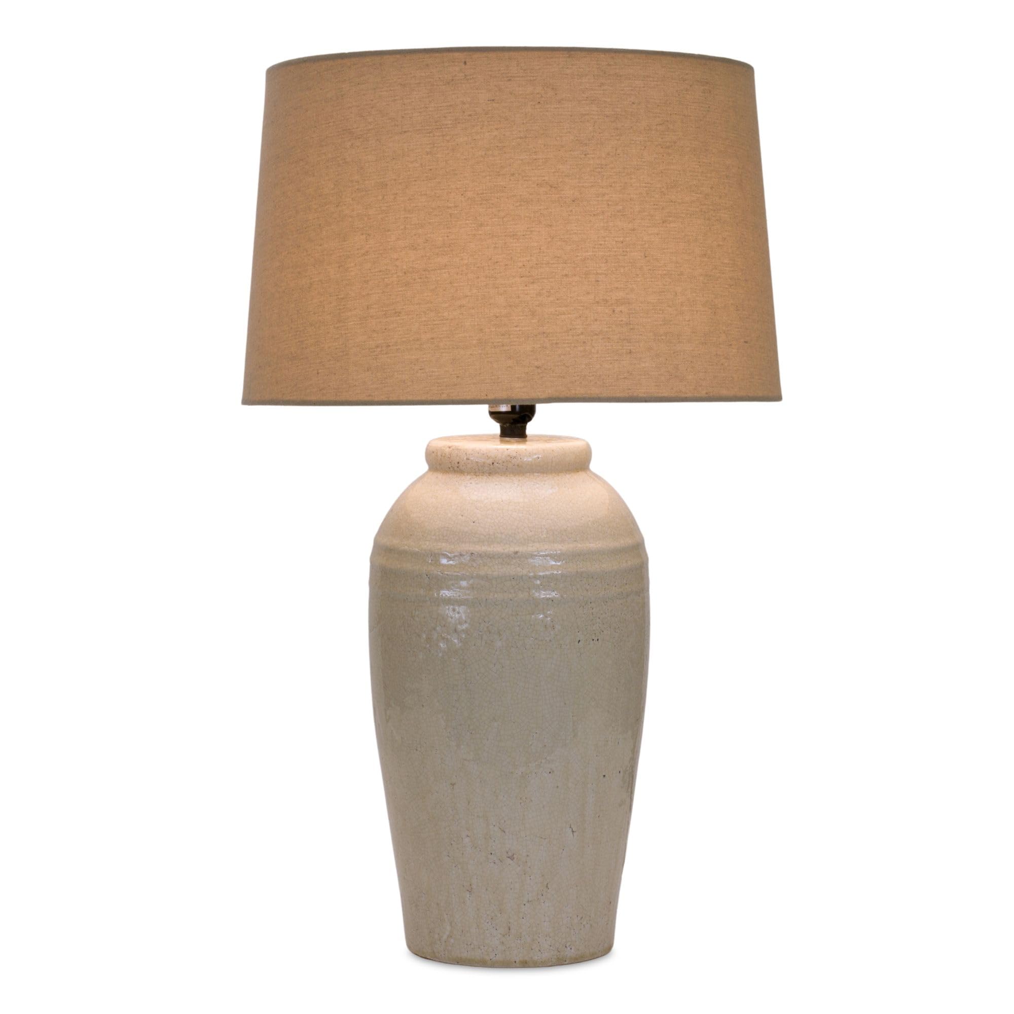 Melrose Terra Cotta and Linen Table Lamp with White Finish 85933DS