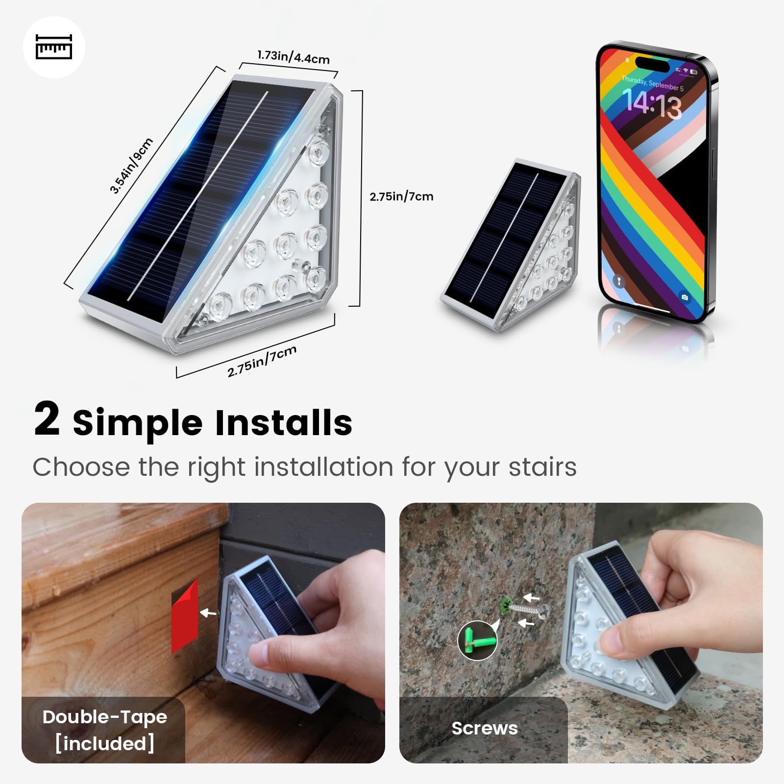 JOFIOS Solar Step Lights, 6 Pack, Waterproof IP67, Cool White, Outdoor Stair Lights, Model 61204