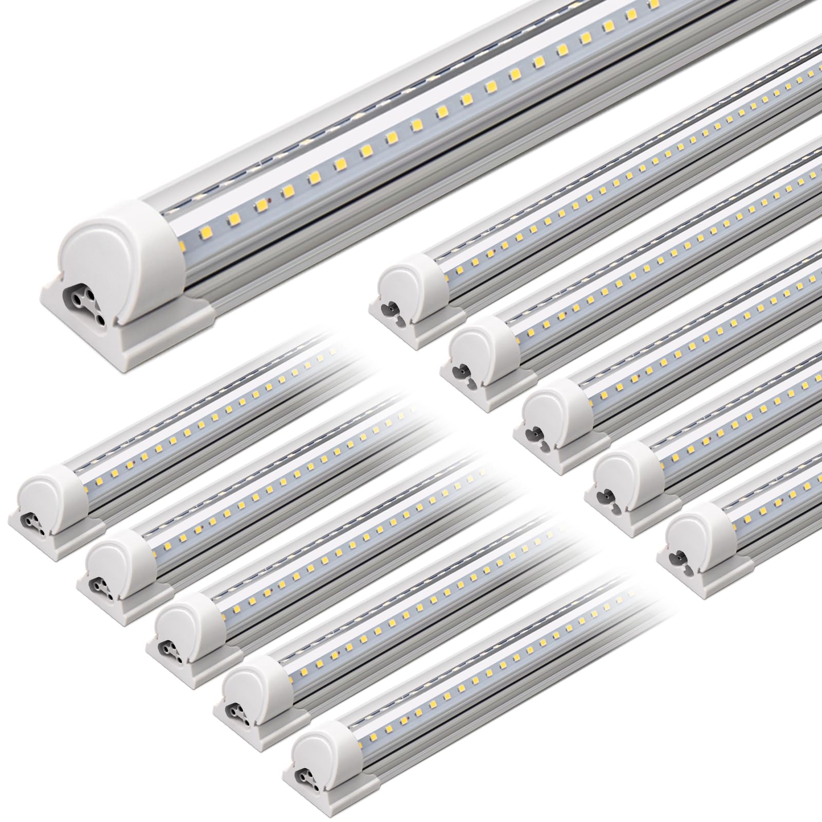 Barrina T8 LED Shop Light 5FT, 50W 6500LM 5000K, Clear Cover, Garage Lights Ceiling, V-Shape LED Light Fixture, Work Shop Lights