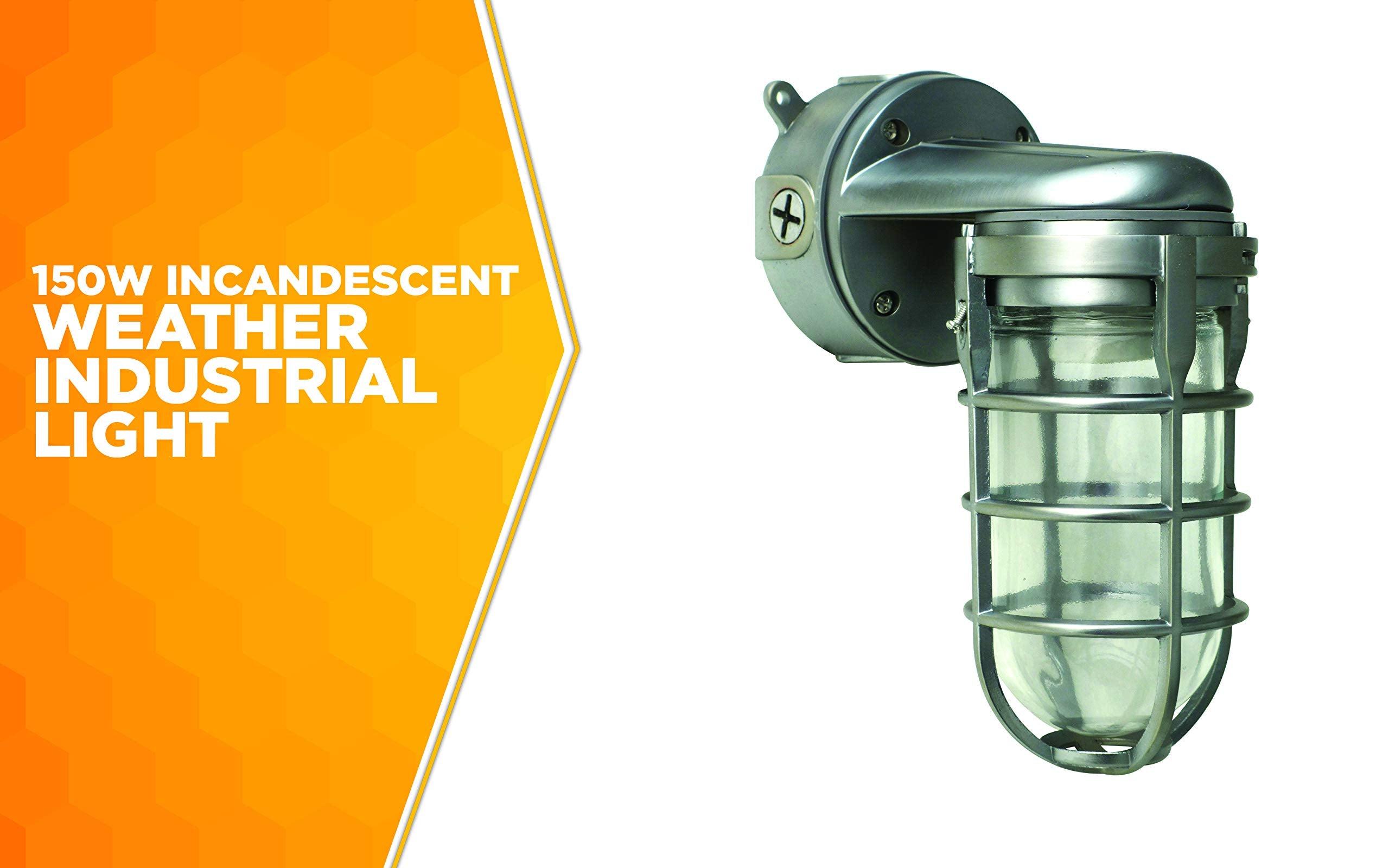 Woods Traditional 150W Incandescent Wall Mount Light, Brushed Steel, Model L1707SVBS, One Size
