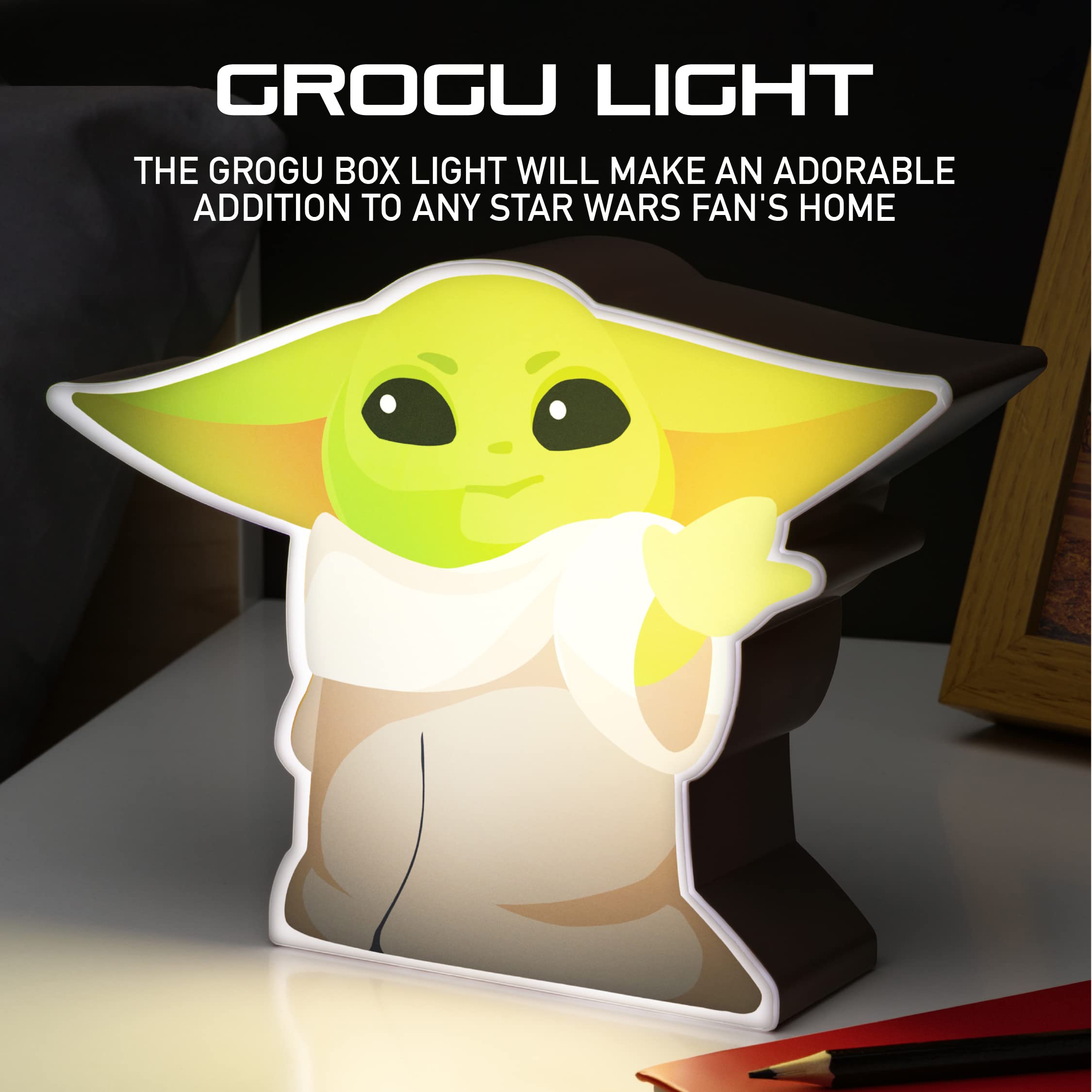 The Mandalorian Baby Yoda Night Light, Grogu The Child Officially Licensed Star Wars Bedroom Decor And Desk Lamp Multicolor