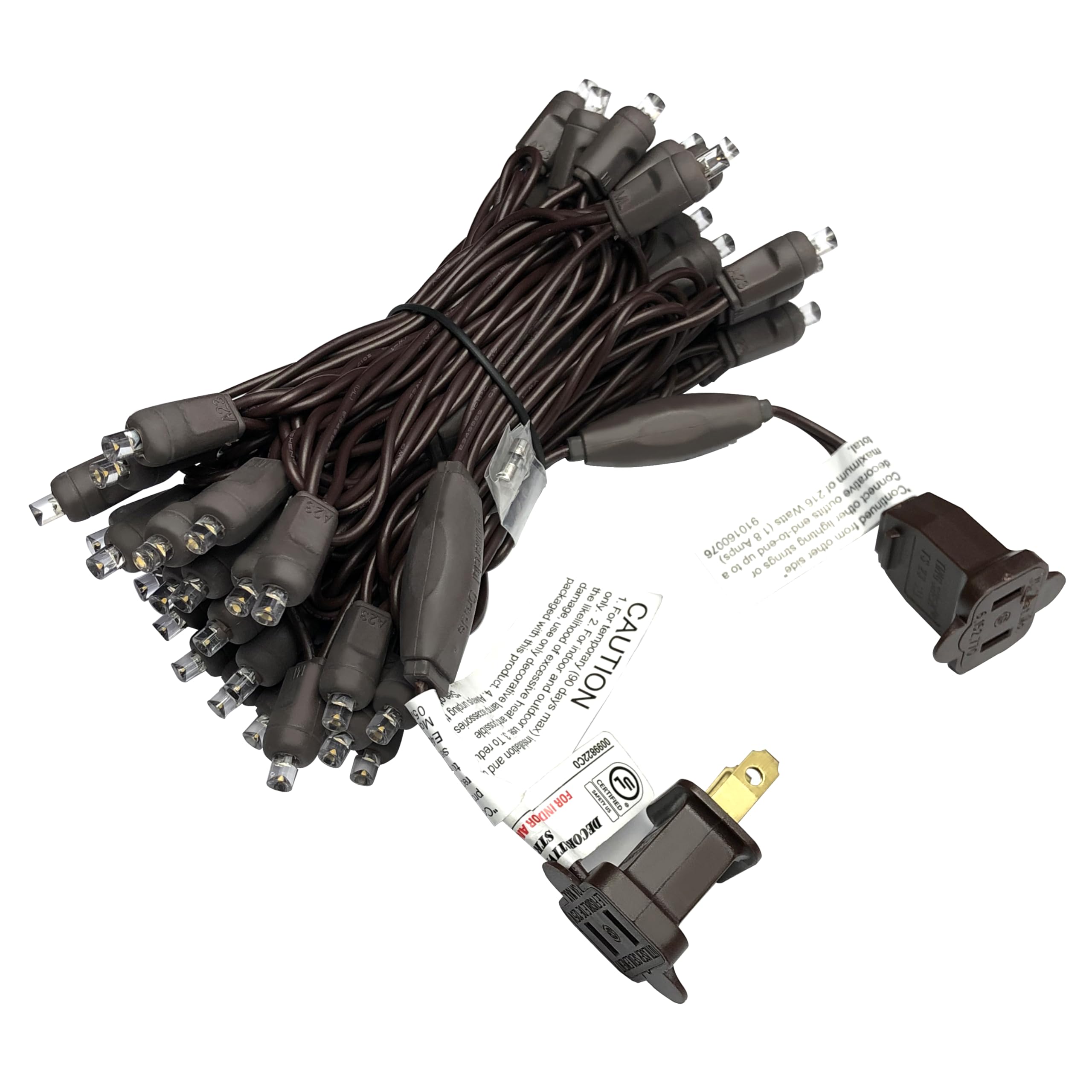 FOKATOM Mini Christmas String Lights, 50 Count, 17FT, 5MM Wide Angle LED, Brown Wire, Cool White, Model DL5-50-02B