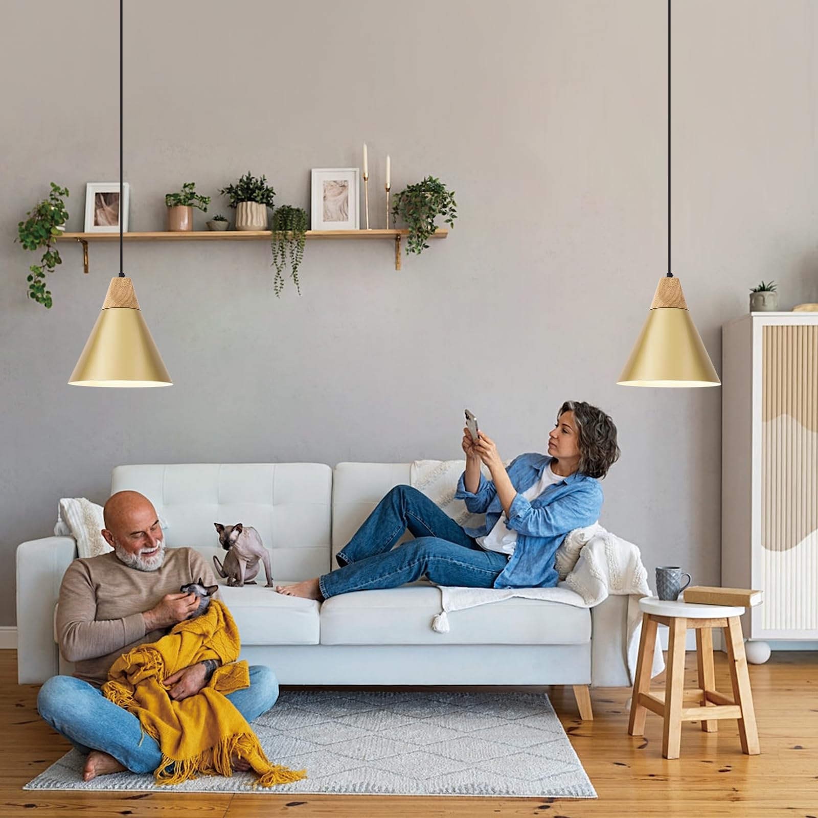 Sesiment Farmhouse Pendant Light 2 Packs 9.4Inches- Gold Pendant Lighting  Industrial Pendant Light  Kitchen Pendant Lights For Office  Bedroom  Living Room  Kitchen Island