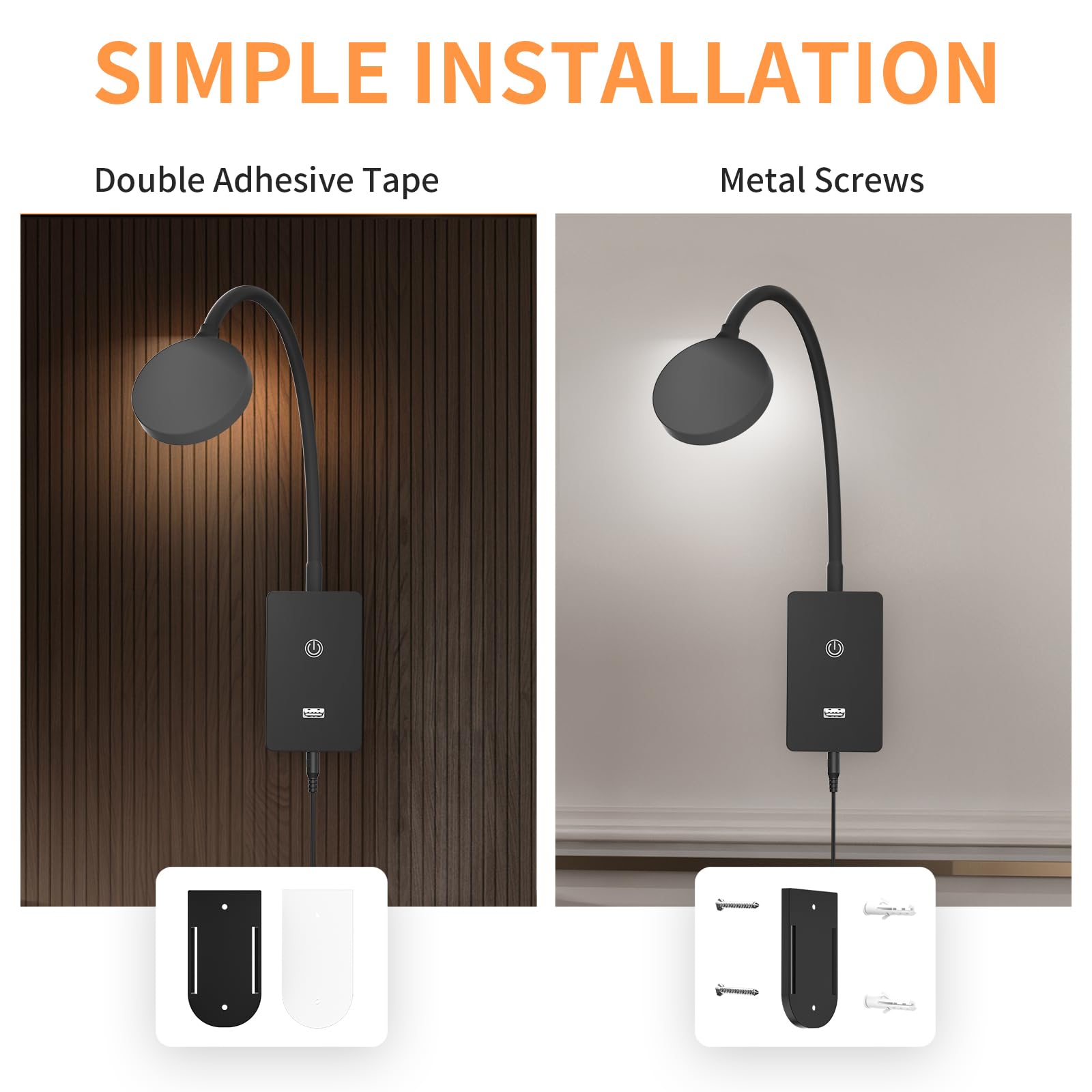 PRINCEWAY LED Reading Light with Remote Control, Dimmable 5W 500Lm, 3 Colors, Wall Mounted, Black, Model PRC-H014-12