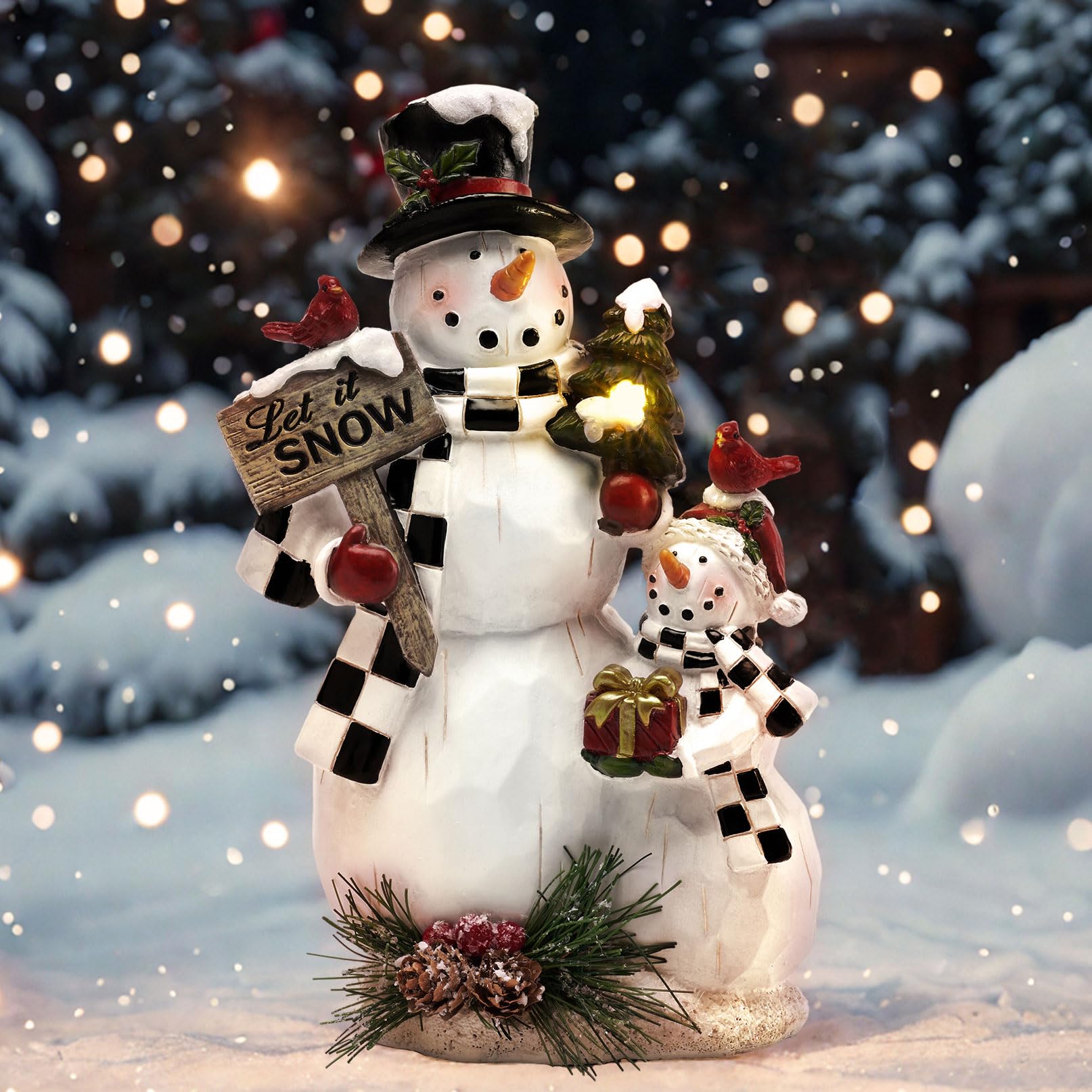 TERESA'S COLLECTIONS Outdoor Valentines Decorations for Garden Decor, Snowman Decorations with Solar Festive Lights Outdoor, Per