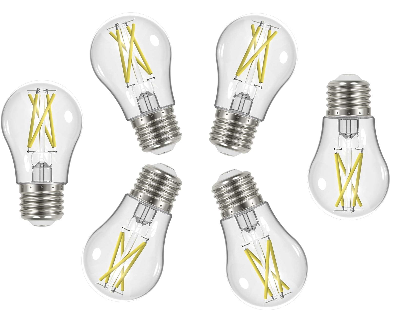 Satco Vintage Dimmable LED Filament Bulbs, 8.2W, A15, Soft White 3000K, Model S12406, 120V, 6 Pack