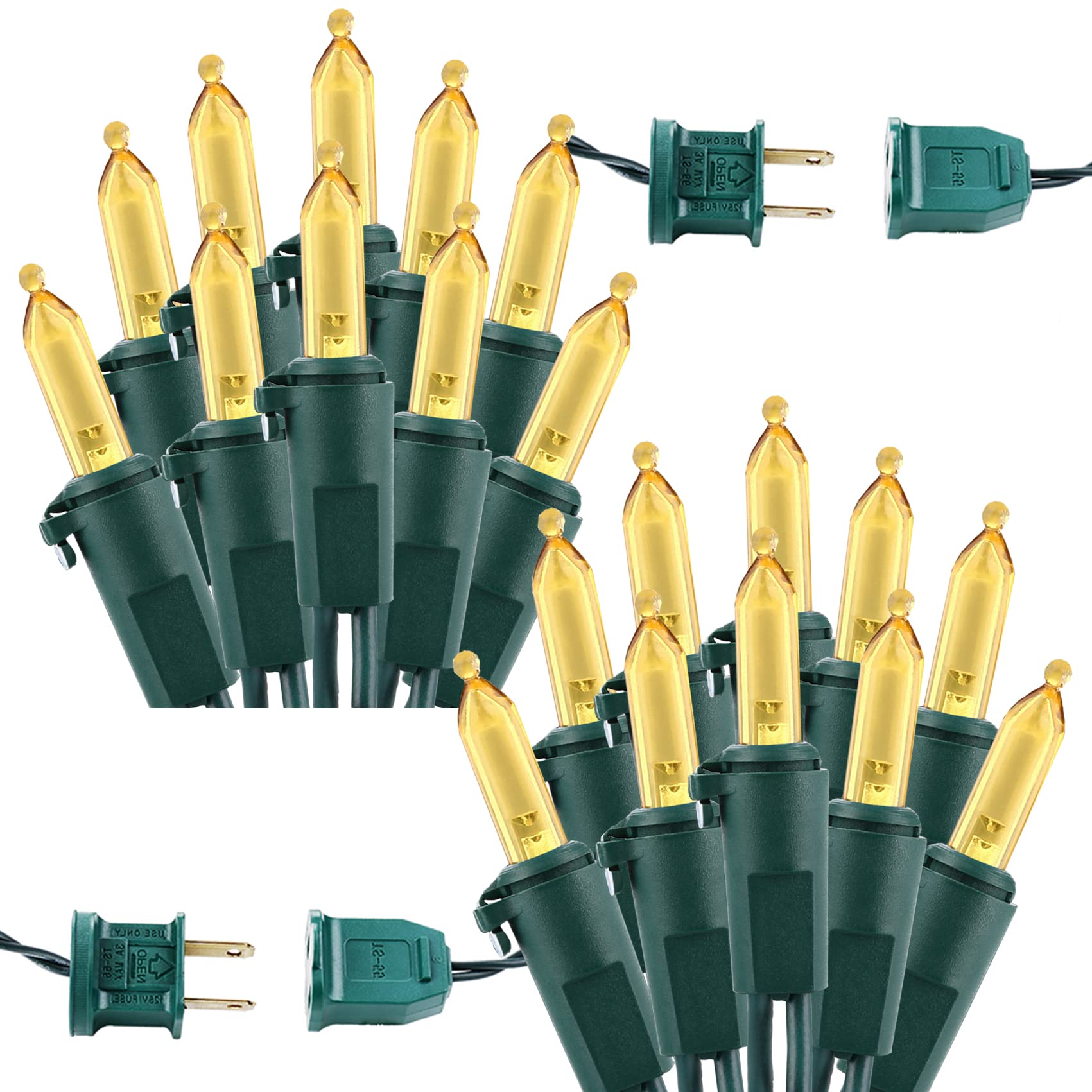 Brizled Christmas Lights Warm White, 2 Pack 33ft 100 LED Christmas Lights, 120V UL Certified Connectable Christmas Tree Lights Mini Christmas String Lights for Christmas Tree Home Party Indoor Outdoor