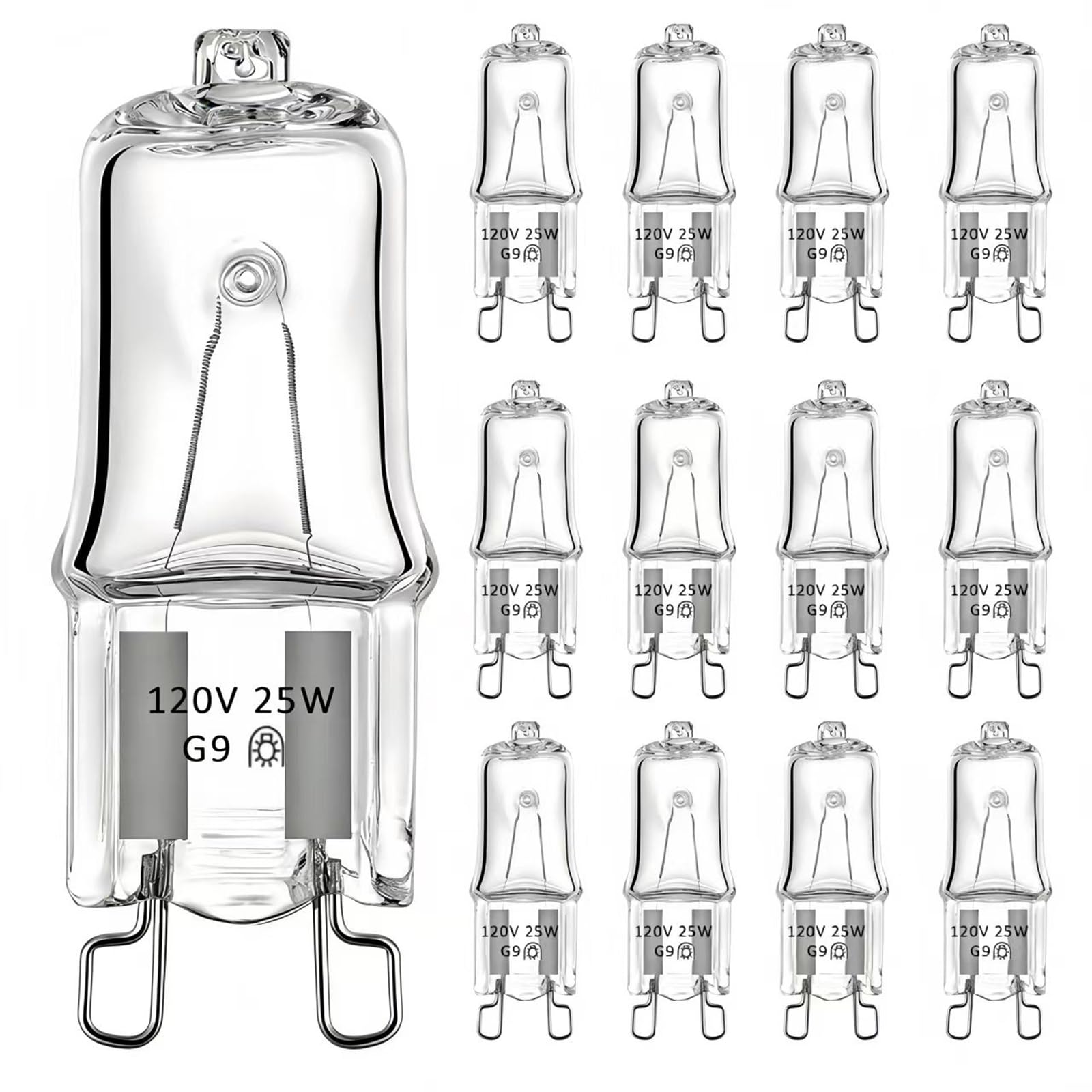 G9 Bulbs 25w 120v Dimmable G9 Halogen Bulbs 2 pin  Warm White 2700k Under Cabinet Puck Lighting Replacements(12pack)