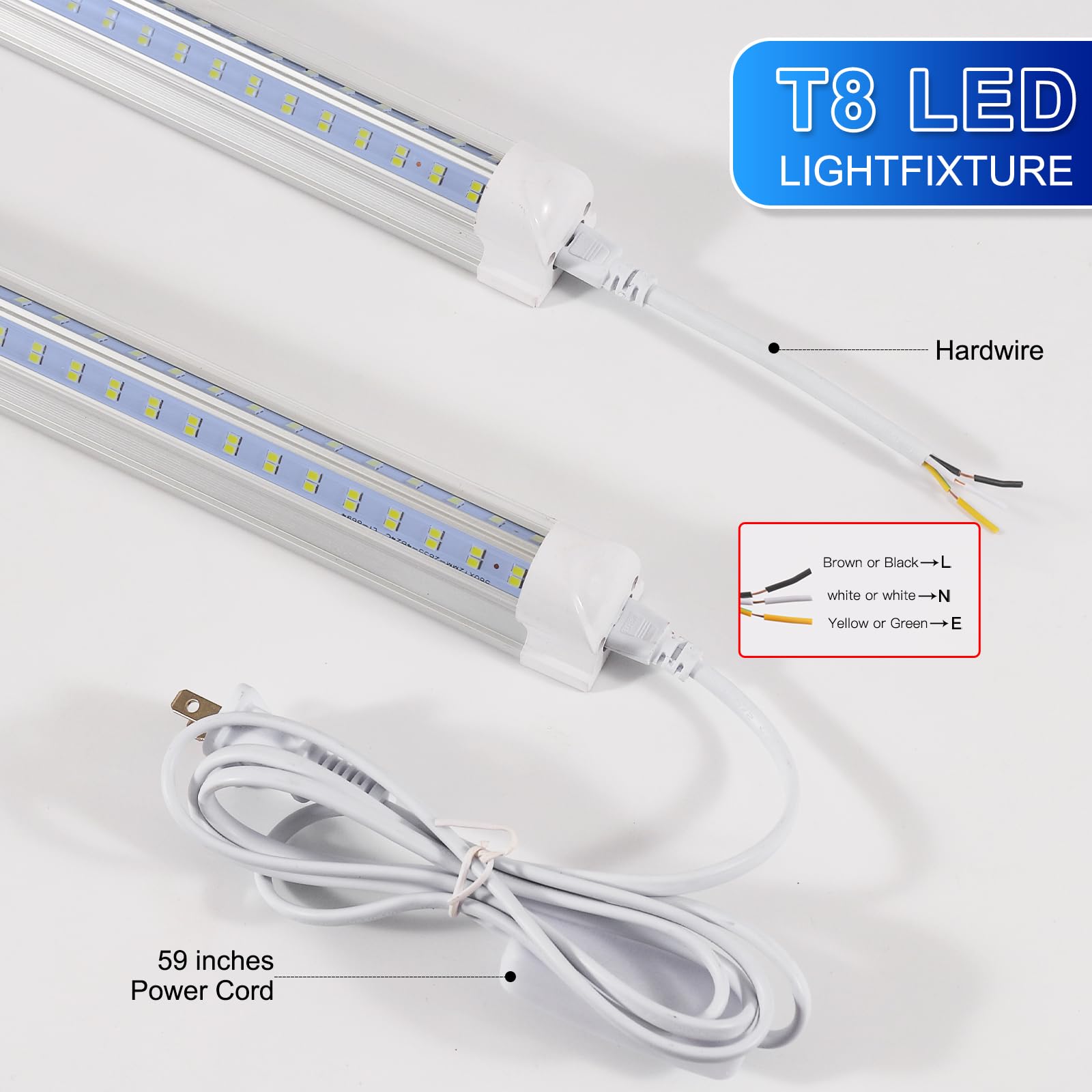 AQIQUUT 3FT LED Shop Light 36W 6500K Daylight V-Shape Integrated Clear Cover 4-Pack