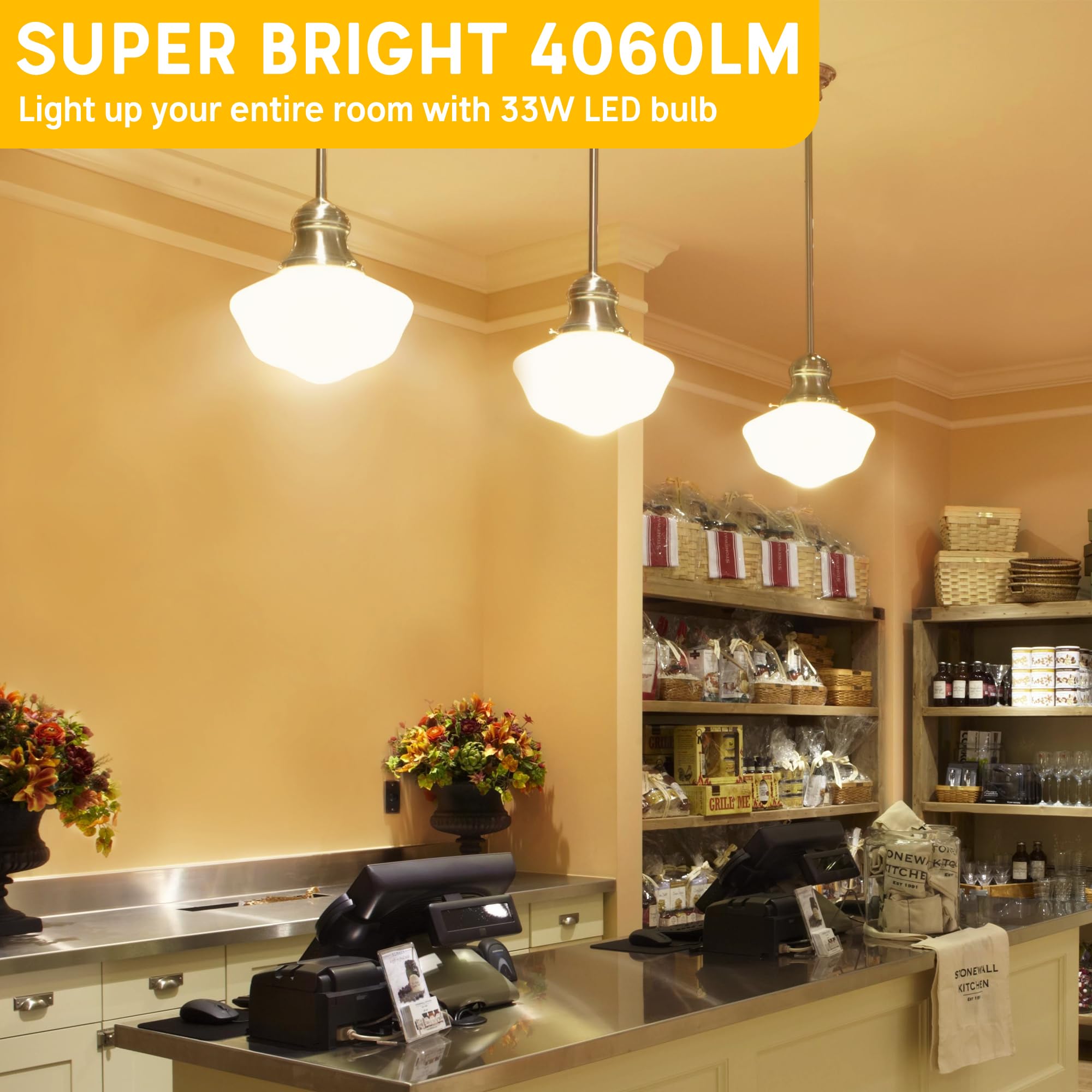 Prosperbiz 300W Equivalent LED Light Bulb, 4060 Lumen, 3000K Warm White, A23 E26, 2-Pack, Soft White, Model 120VA