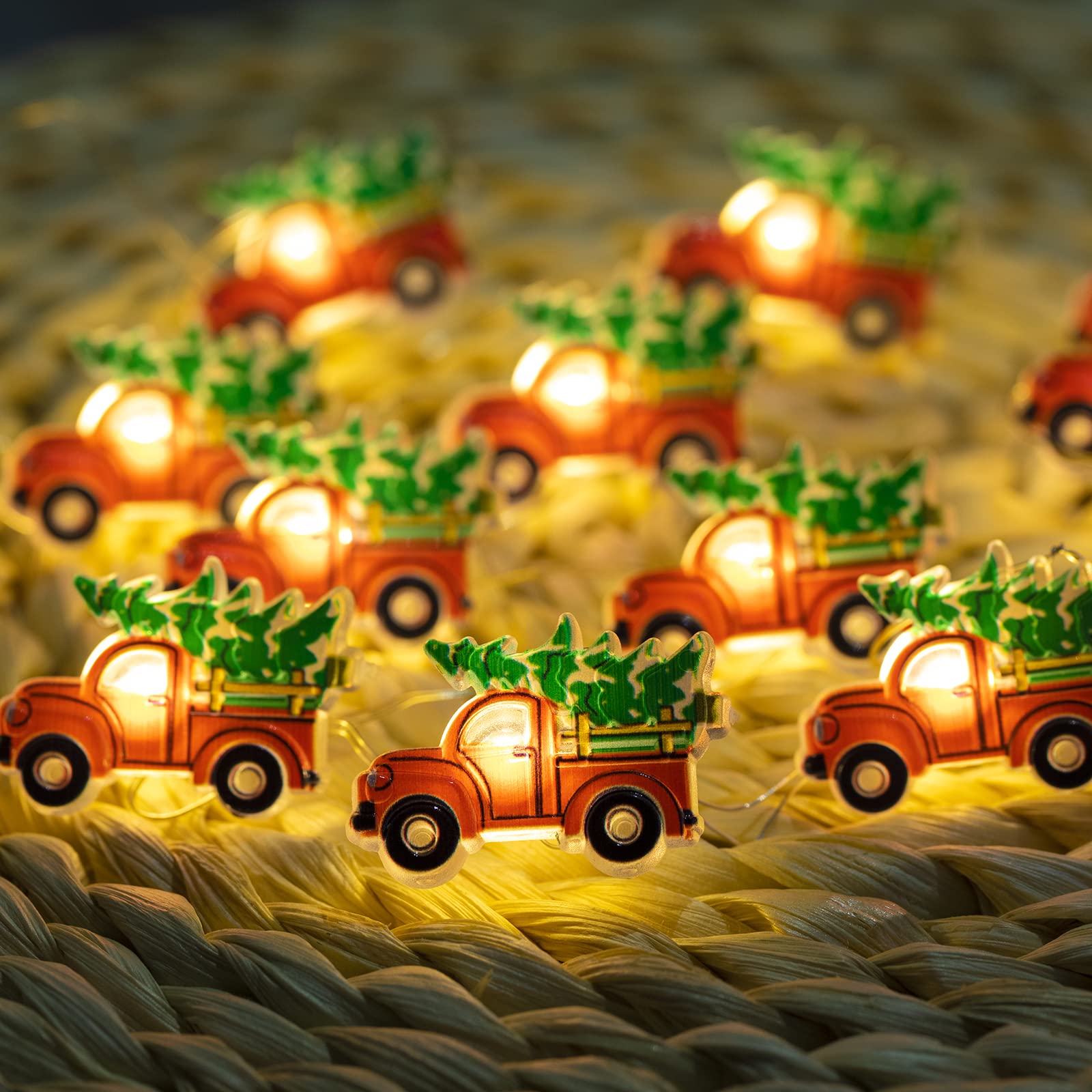 Mudder Christmas Red Truck String Lights 9.8 Feet 30 LEDs Red Twinkle Fairy Lights Christmas Tree Battery Operated Xmas LED for 