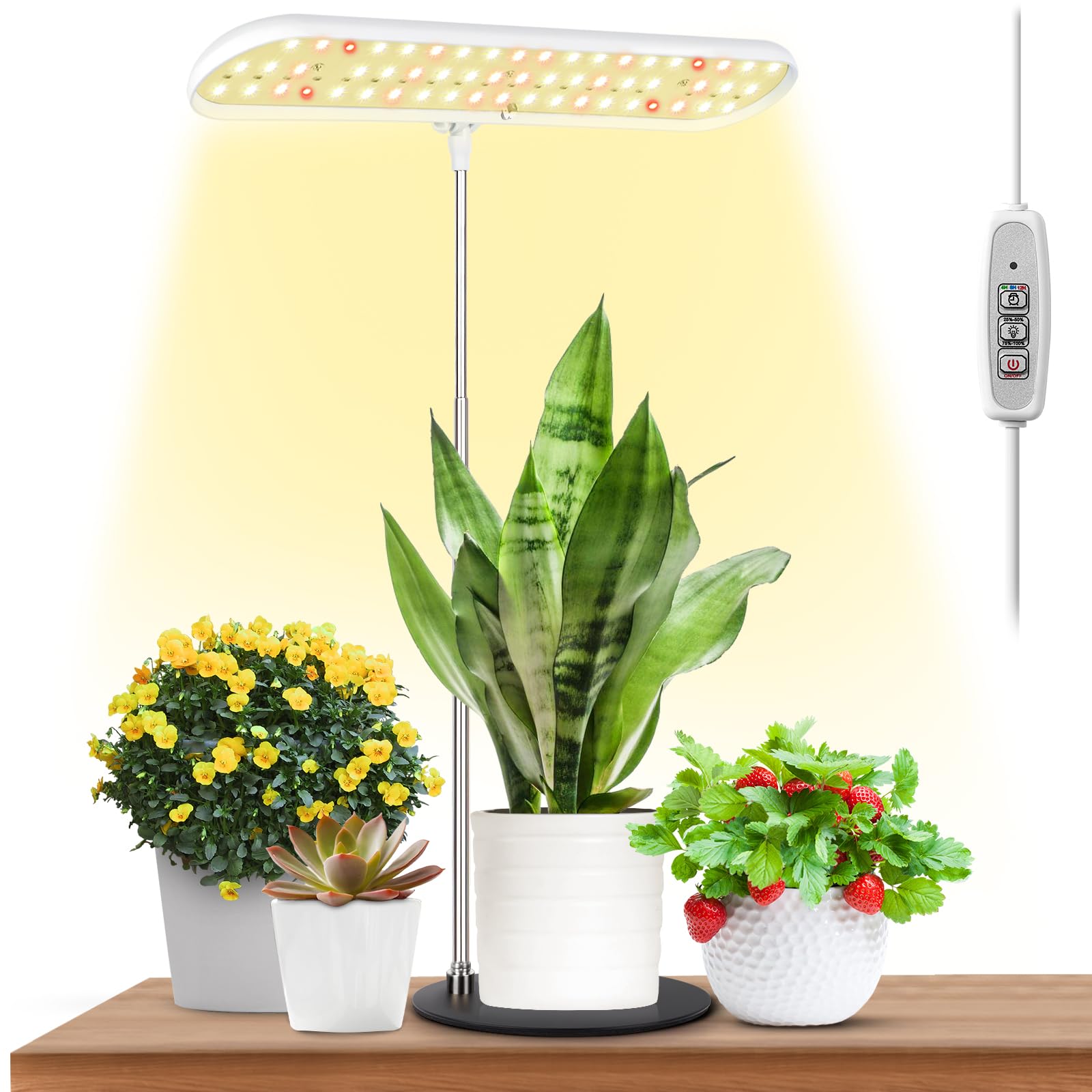Foxgarden® Grow Light, Full Spectrum Desktop Grow Lamp With Base, Bright Led Plant Light With Auto On/Off Timer 4/8/12H, 4 Dimmable Brightness, Height Adjustable, Ideal For Indoor Plants