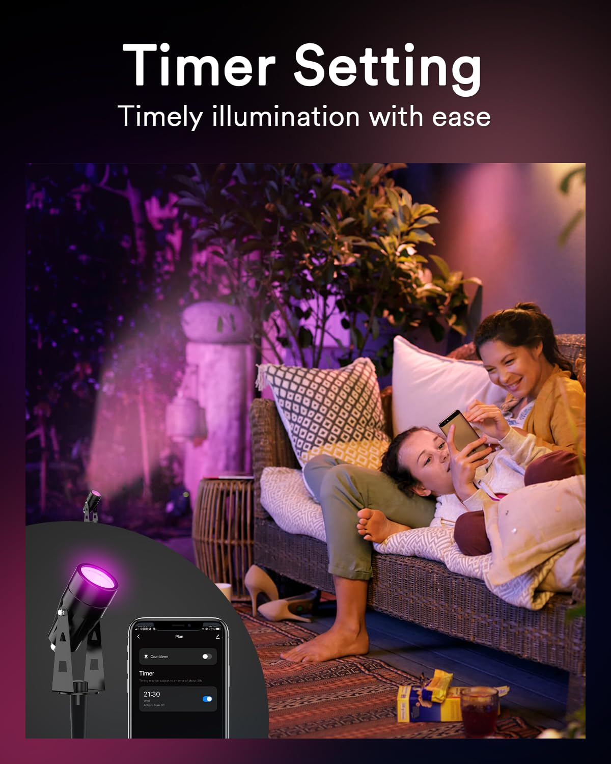 Lumary 56Ft Smart Landscape Lights, Waterproof Color Changing Spotlights, Wifi & Alexa Control