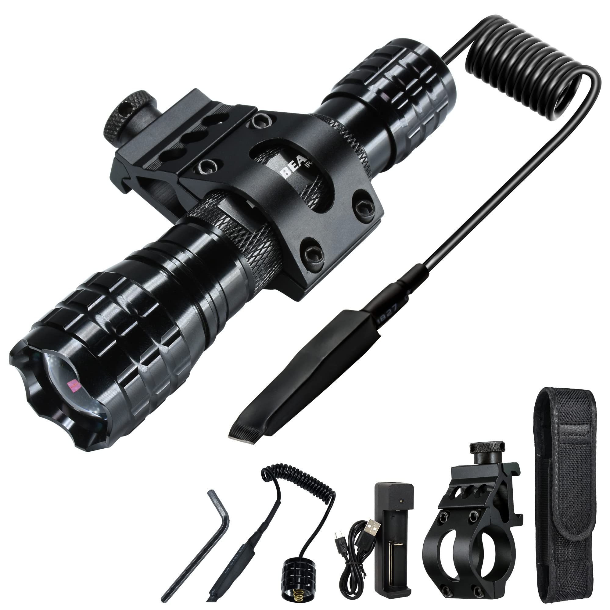 DARKBEAM ir Flashlight Infrared 850nm Lights LED Mini for Night Vision  Rechargeable Portable Tactical ir Illuminator Torch  Focus Adjustable for Hunting  Observation  Search  with Clip