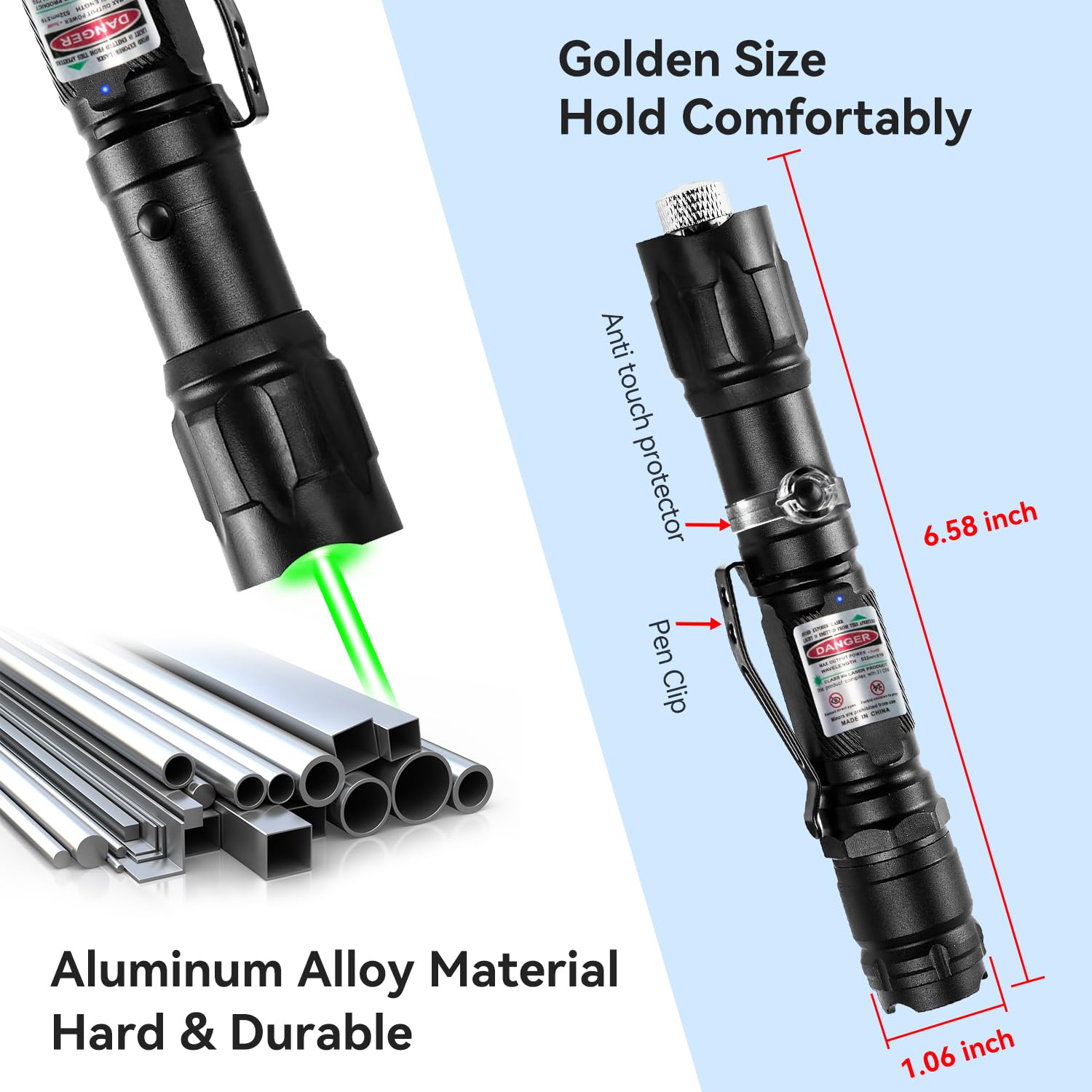 Miprezt [Professional] Rechargeable Green Beam Light Flashlight Long Distance Range For Tv/Led/Lcd Screens Tactical Flashlights