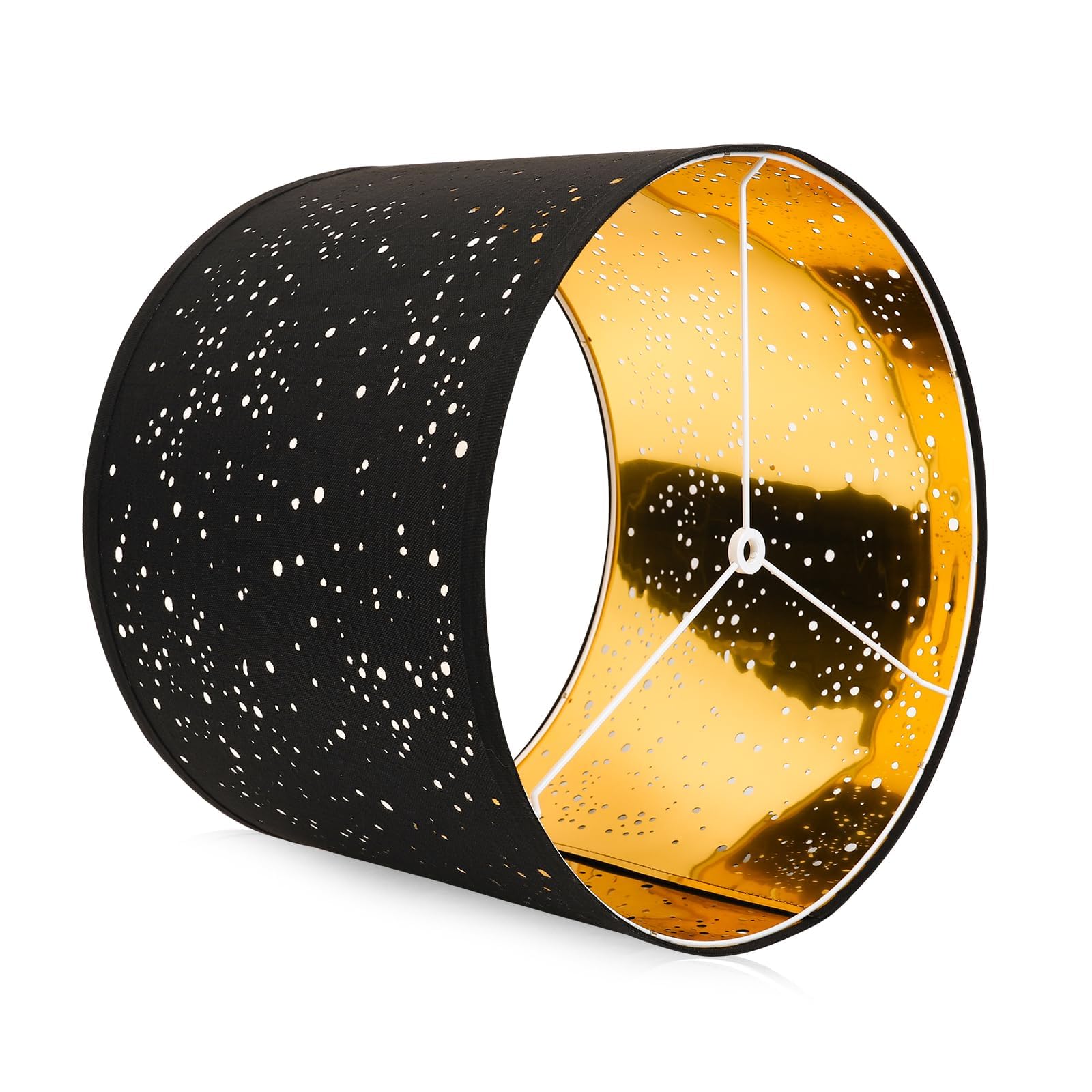 Large Lamp Shades Set Of 2 Starlight Light Effect Drum Lamp Shades 15'' Top X 15'' Bottom X 12'' High,Spider Fitter, Come With 1