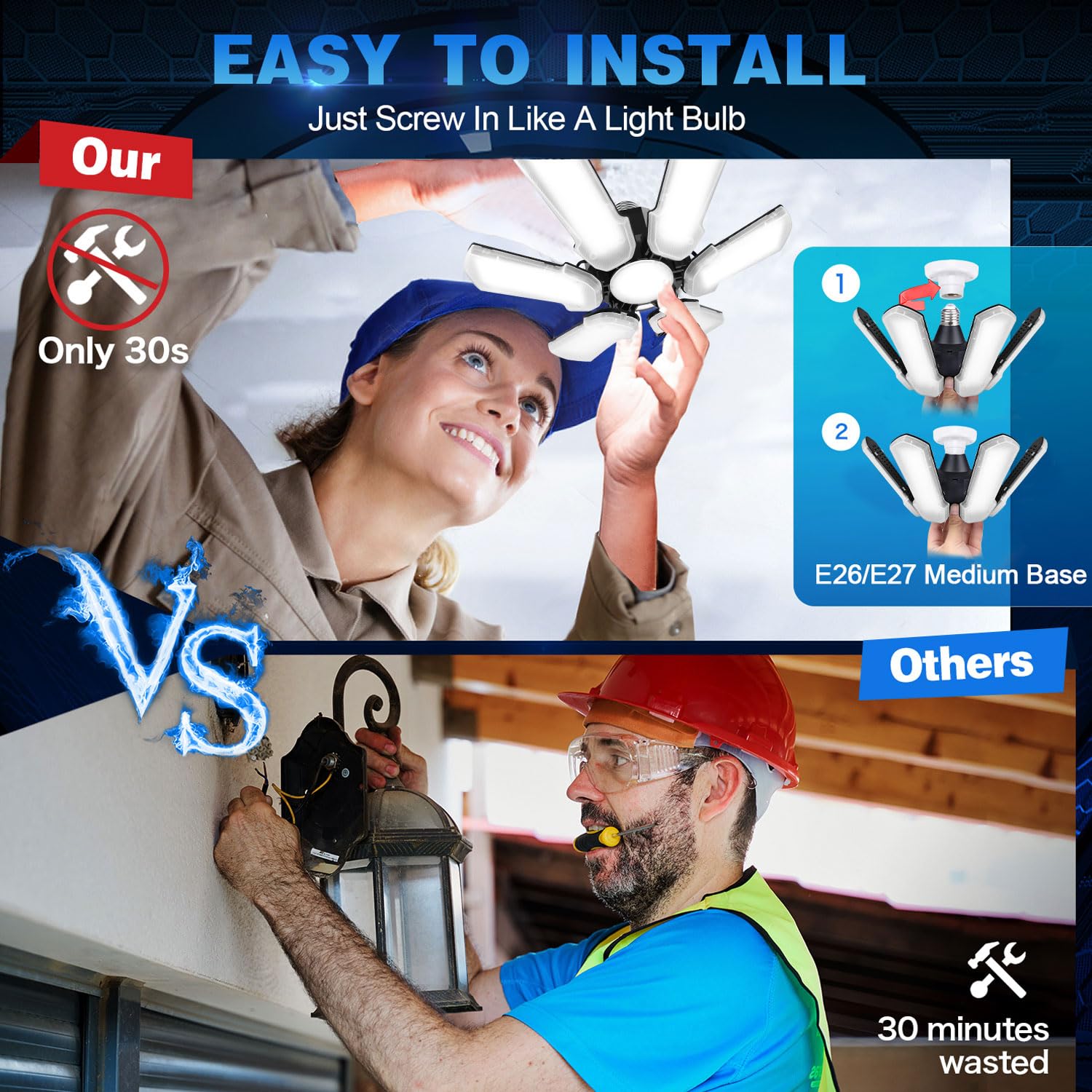 Motion Sensor Garage Light 2 Pack, 18000Lm Ultra Bright Motion Sensor Light Indoor, 180W Deformable Garage Motion Sensor Light,