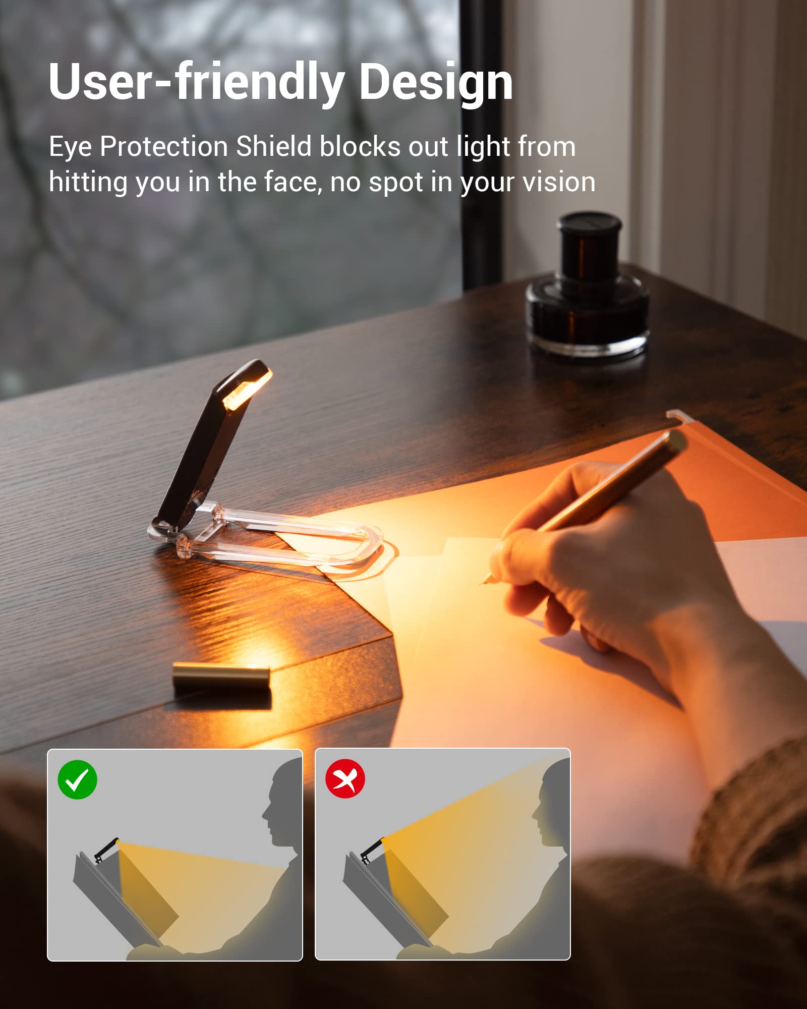 Dewenwils Book Light, Amber Warm Clip On Led With 3 Adjustable Brightness For Eye Protection, Rechargeable Usb Long Lasting Read