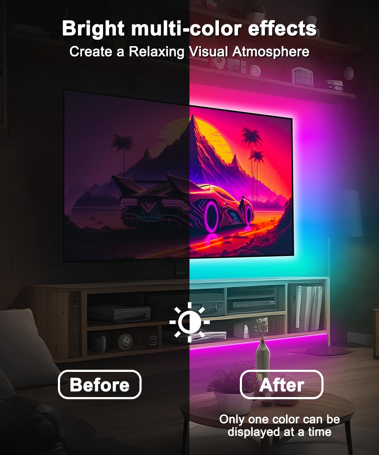 Moriacc Led Lights For Tv,16.4Ft Rgb Tv Lights Backlight Behind,For 55-75 Inch,Smart App Remote Control,With Remote,Music Sync,Usb Powered,For Bedroom/Gaming