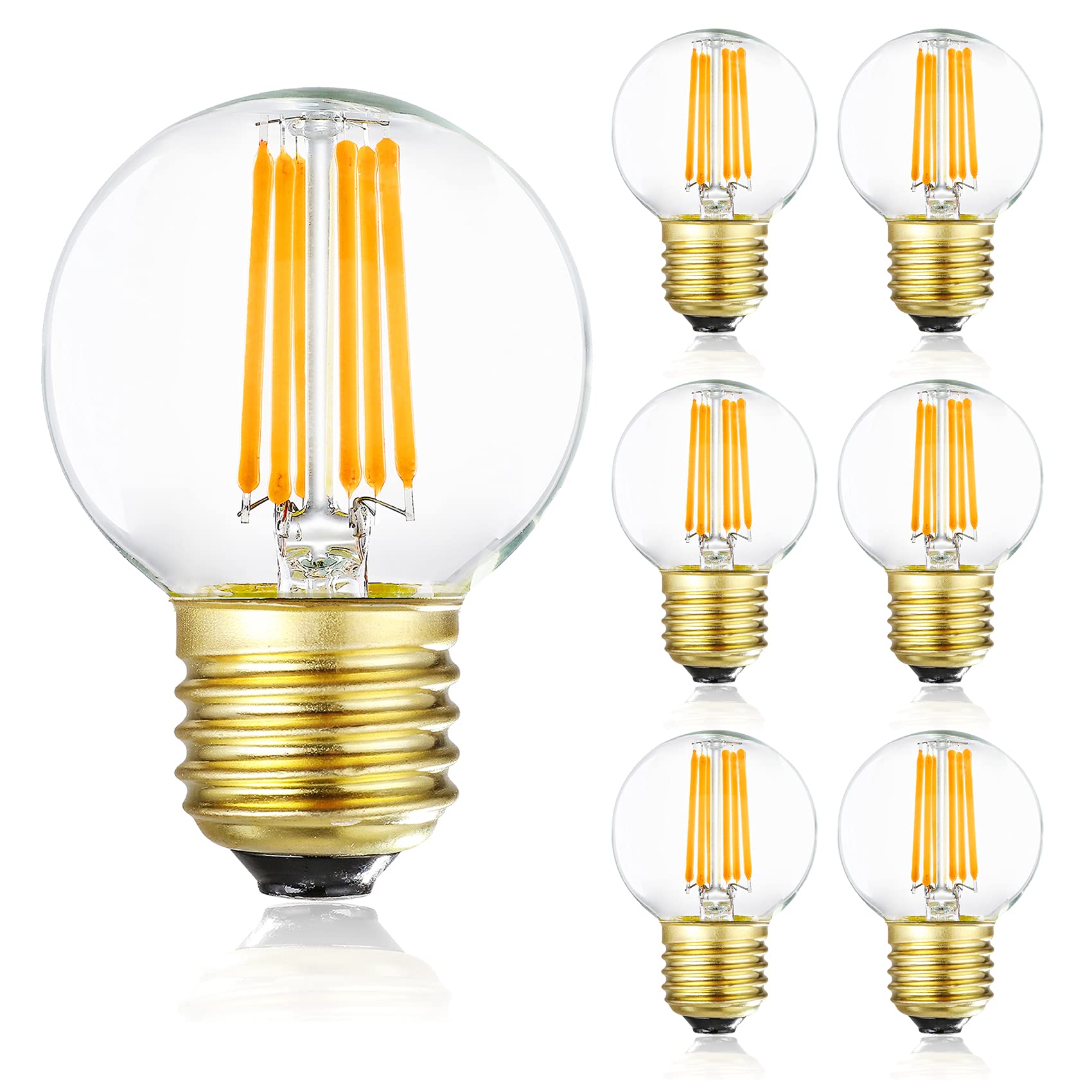Dimmable G16.5 Led Bulbs,E26 Edison Led Light Bulbs,6W Equal 60 Watt Light Bulb,600Lm,Soft White 3000K,Globe Light Bulb For Pend