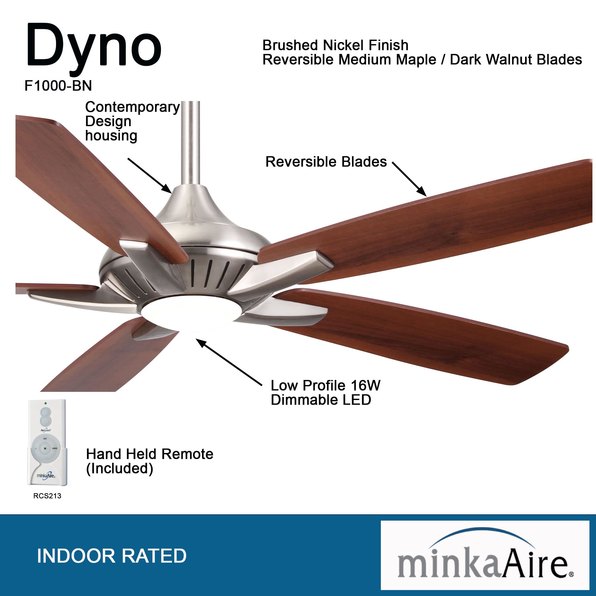 Minka-Aire F1000-Bn, Dyno, 52'' Ceiling Fan, Brushed Nickel