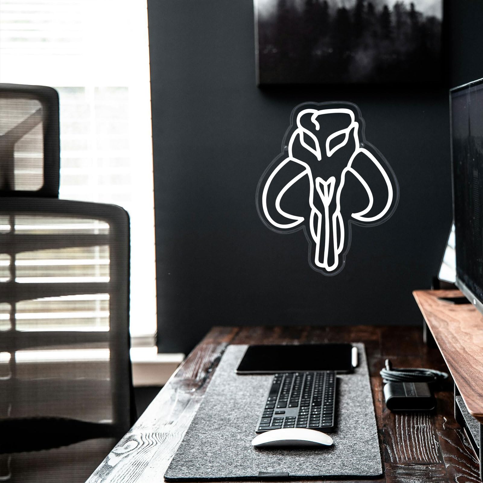 Pinlangdou White-Bull Skull Neon Sign Gaming Neon Sign, Star War Led Signs,GameRoom Decor,Outer Space Gaming Wars Decoration,Gam