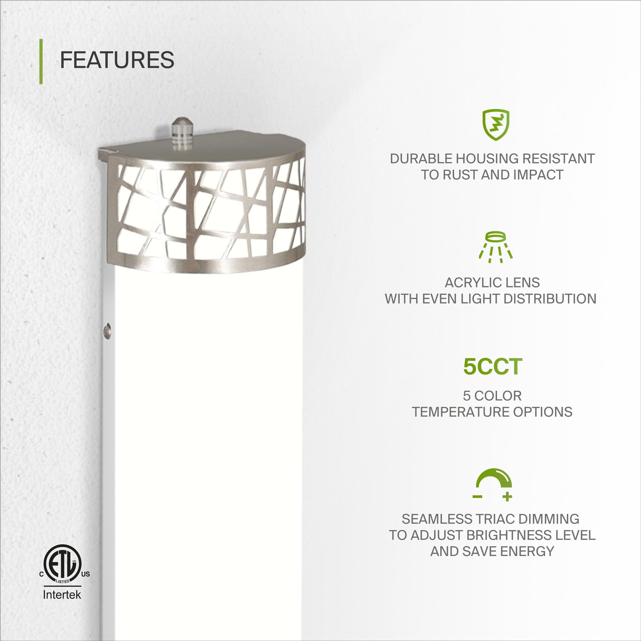 ASD 48 Inch LED Bathroom Vanity Light - Modern Dimmable Brushed Nickel - 2 Pack - Steel & Acrylic