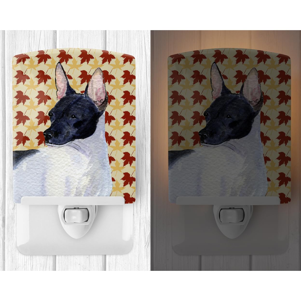 Carolines Treasures Ceramic Night Light, Rat Terrier Design, 6x4x3 inches, Multicolor, Model SS4376CNL, UL-Certified for Bedroom and Nursery