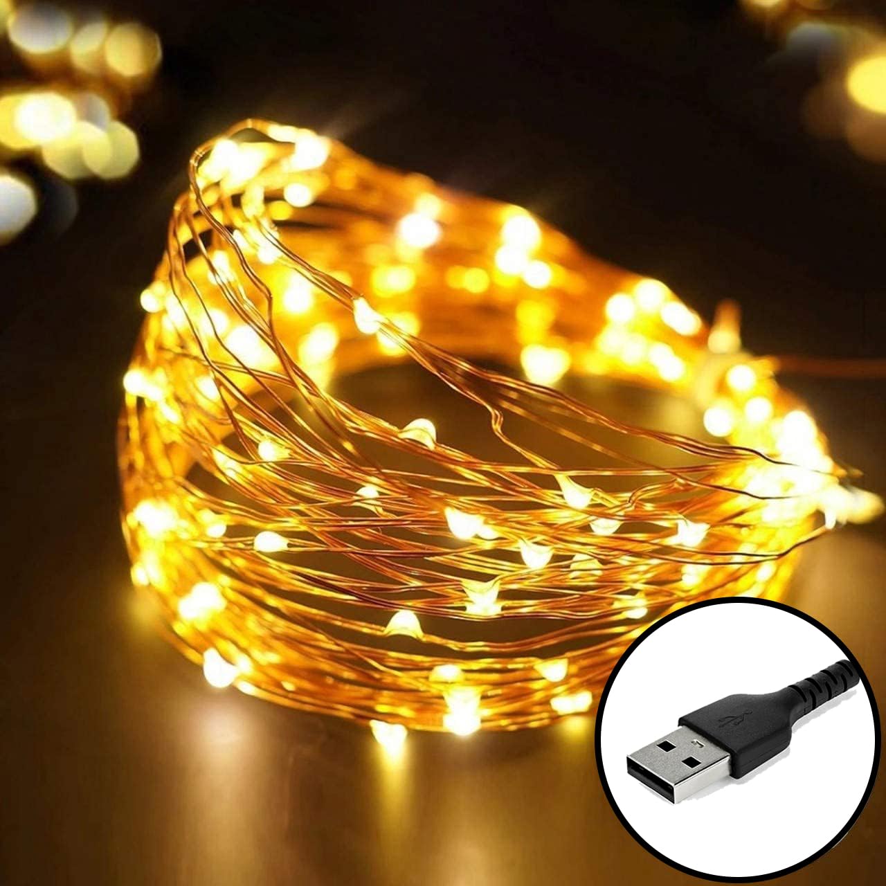 REFULGIX 10 Meter 100 LEDs Fairy String Lights USB Powered Copper Wire LED Fairy Light for Indoors & Outdoors, Diwali, Christmas
