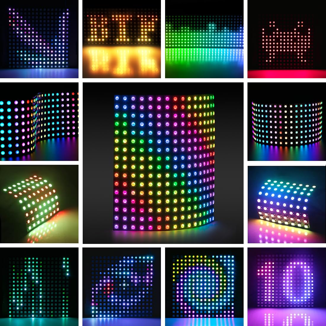 Btf-Lighting Dc12V 4Pin Ws2815(Upgraded Ws2812B) Dual Signal Ic Rgb 5050Smd Individually Addressable 16X16 256 Pixels Led Matrix Flexible Fpcb Full Color Display Light Ip30(No Adapter Or Controller)