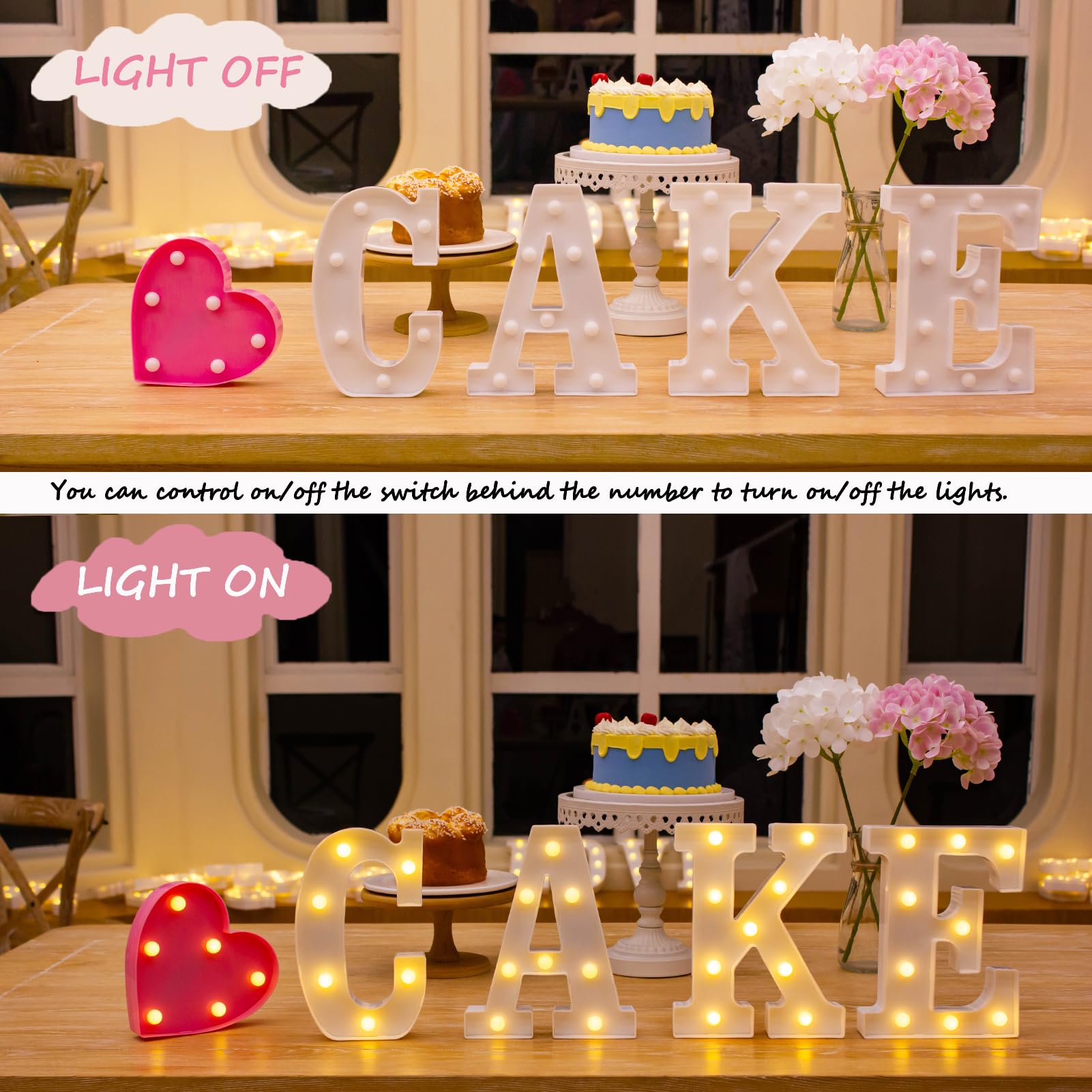 IFDGCTK LED Marquee Letter Lights, Battery Powered, Warm White Acrylic, Model IFDGCTK