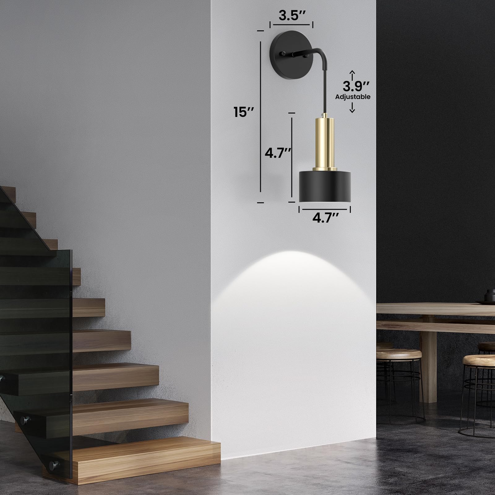 Eclipterra Dimmable RGB Wall Sconce Set of 2, Battery Operated Metal Lamps for Bedroom Living Room, Black, Model EC-Wall Sconce 05