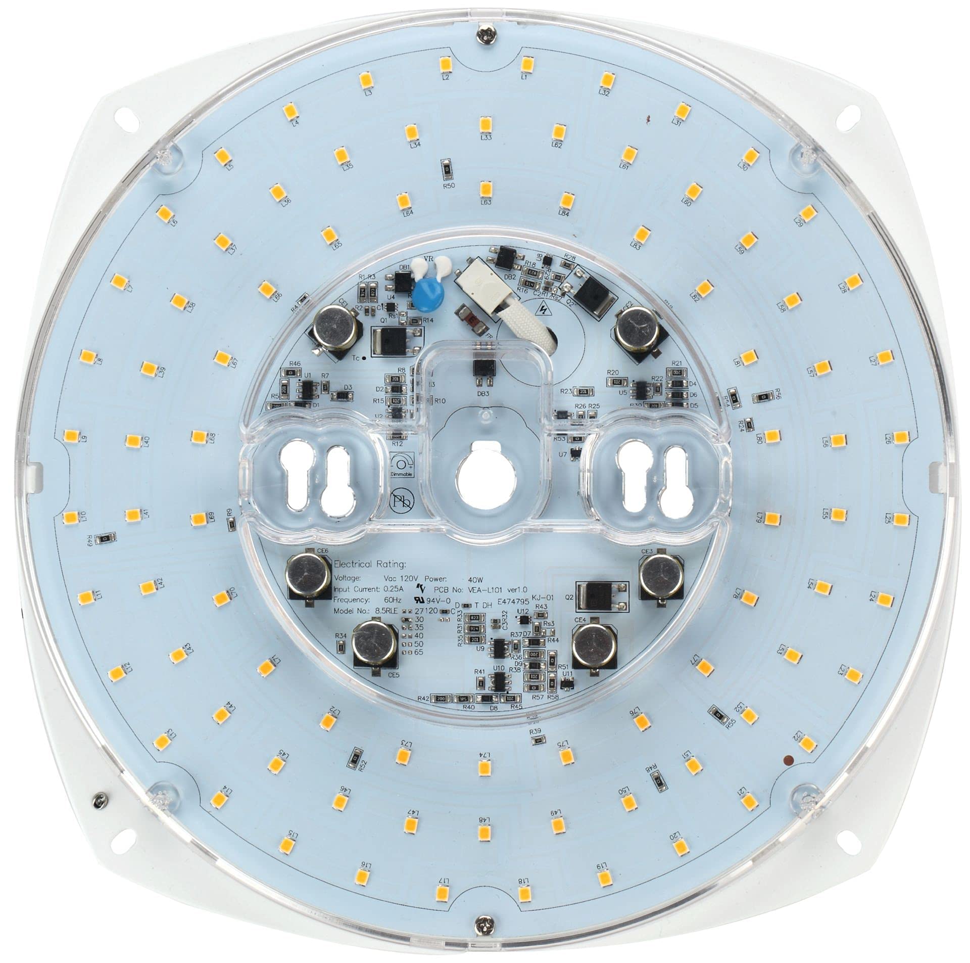 Legental Dimmable LED Light Engine, 40W, 5000K, 8.5in PCB Size, Alloy Steel Retrofit Kit for Ceiling Lights and Fans