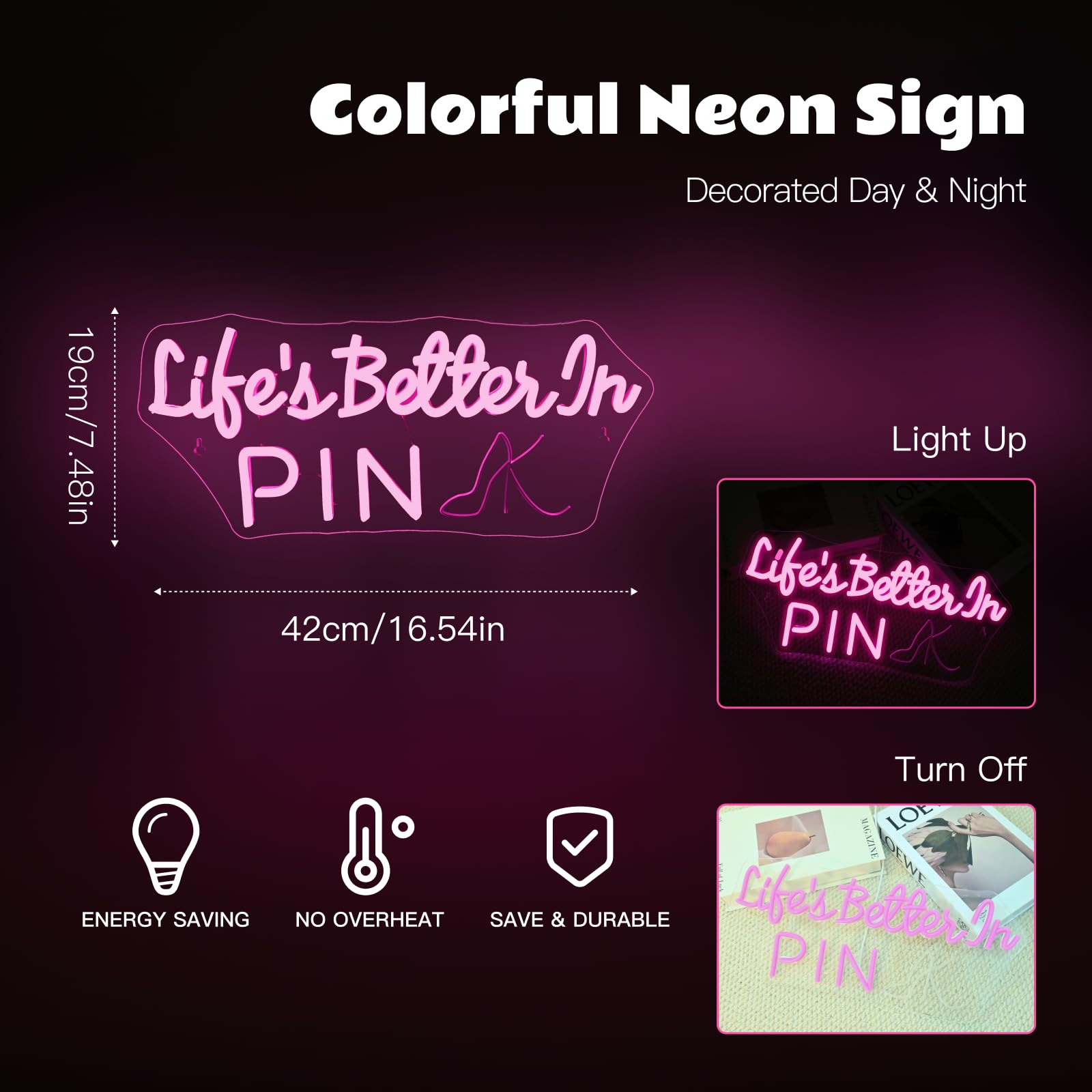 Faxfsign Life'S Better In Pink Neon Sign Pink Neon Signs For Wall Decor Heels Led Neon Lights For Bedroom Wedding Home Baceloret