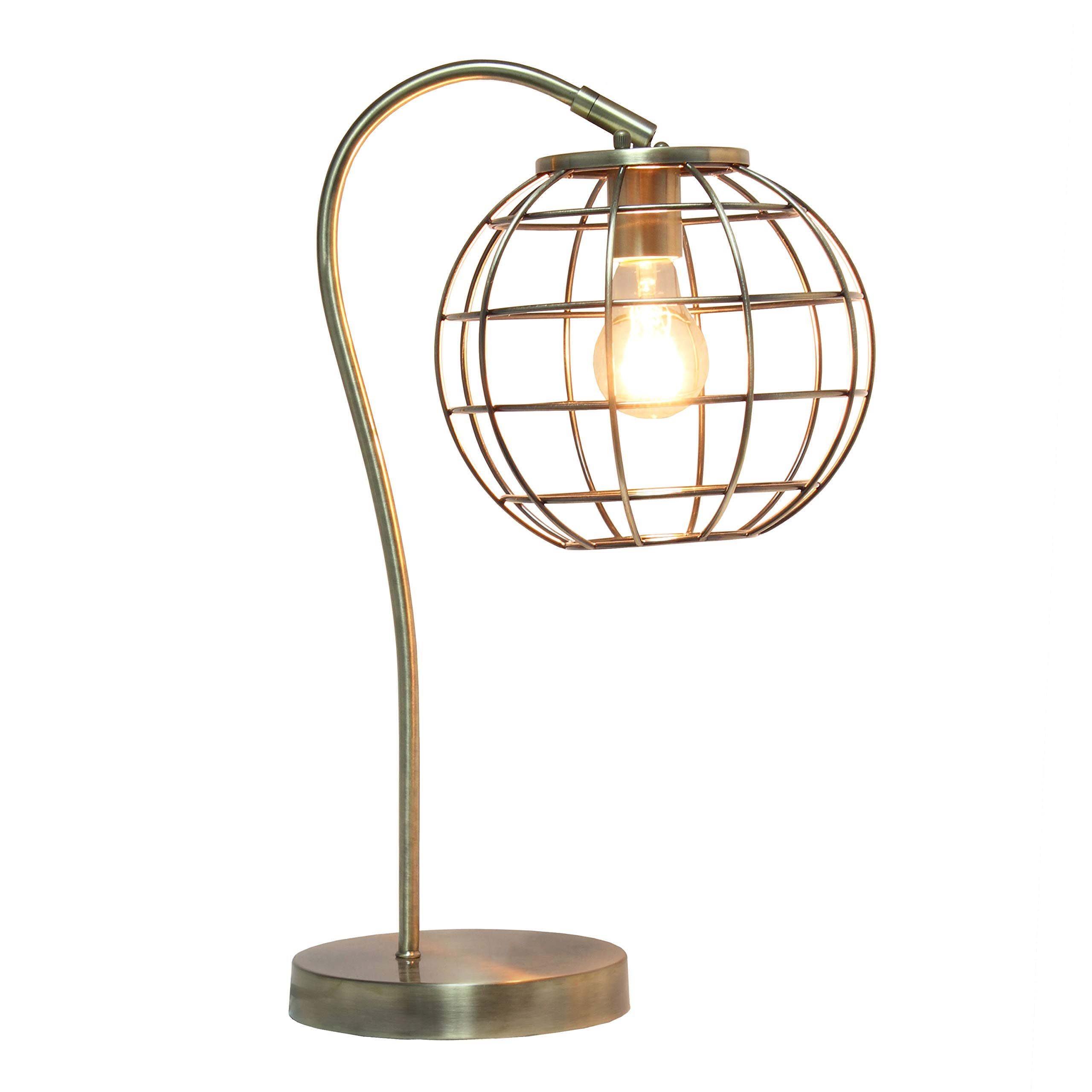 Elegant Designs LT2068-ABS Metal Desk Table Lamp, Antique Brass Finish
