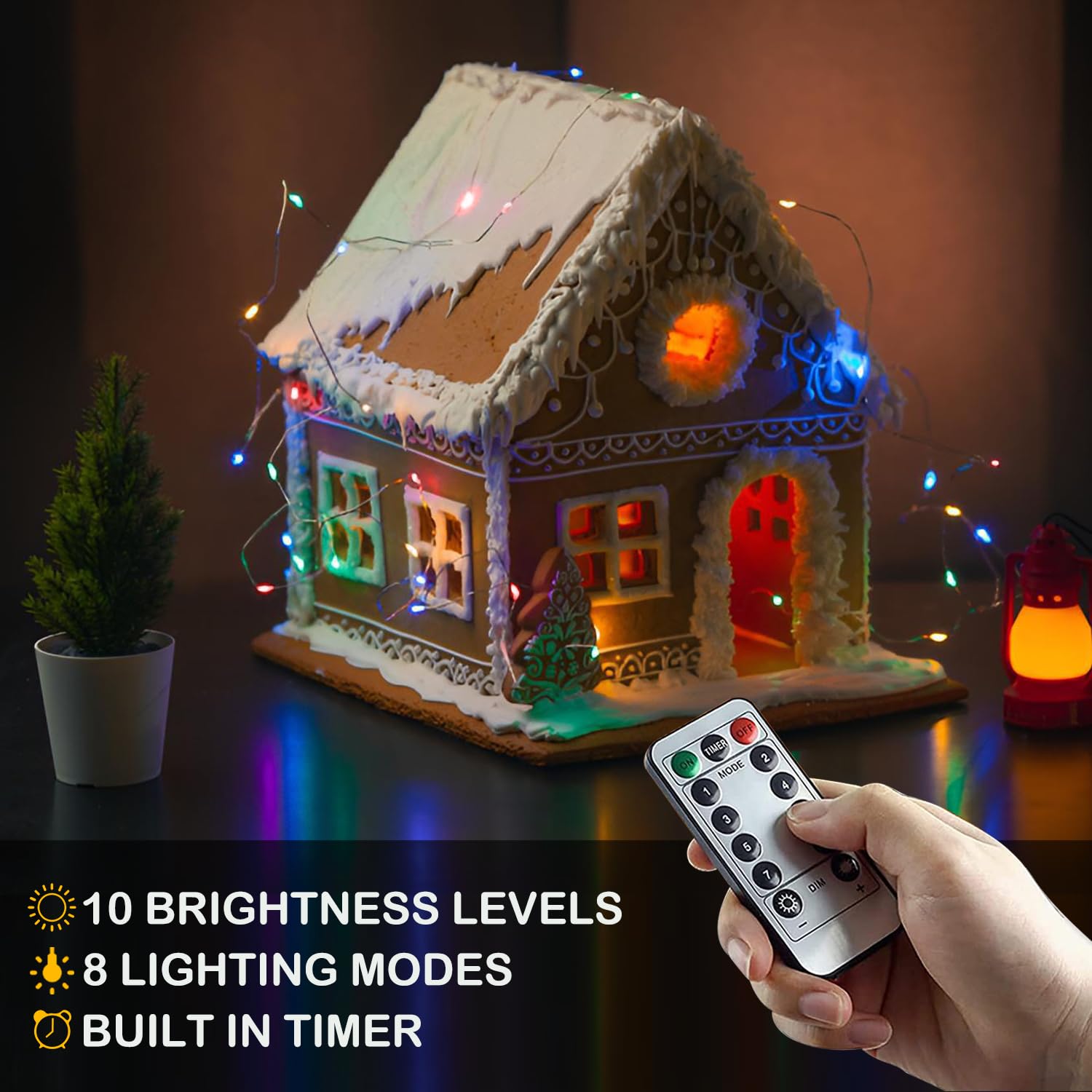 Metaku 33Ft 100 LED Fairy Lights with Remote & Timer, USB Powered Multi-Color Warm White & RGB Twinkle Lights for Christmas Party Décor
