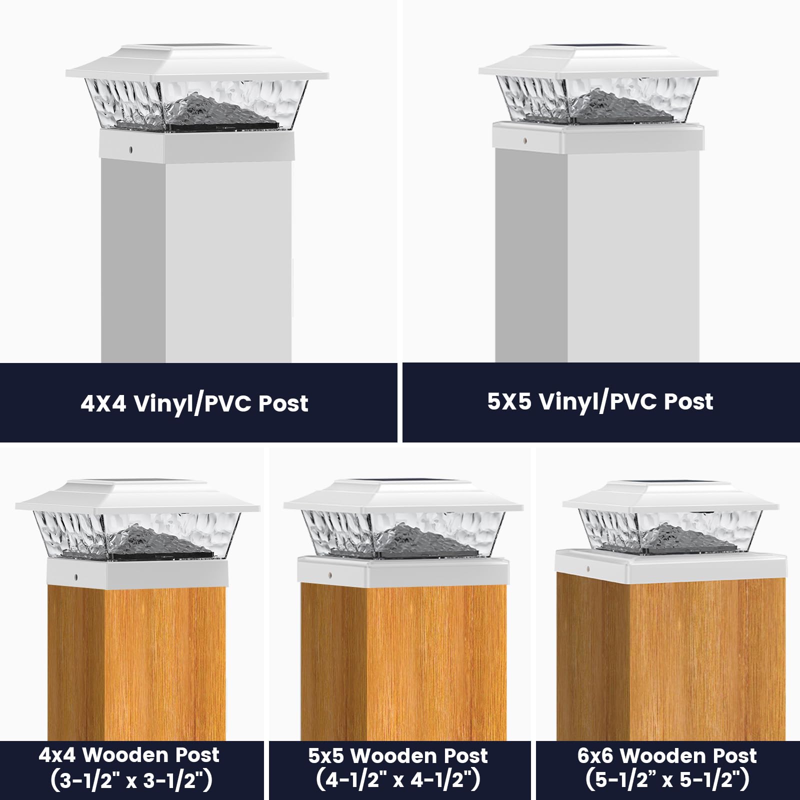 SIEDiNLAR Solar Post Lights - 12 LEDs, 4 Modes, 2 Pack, White, for 4x4-6x6 Posts, Warm/Cool White Dynamic Lighting
