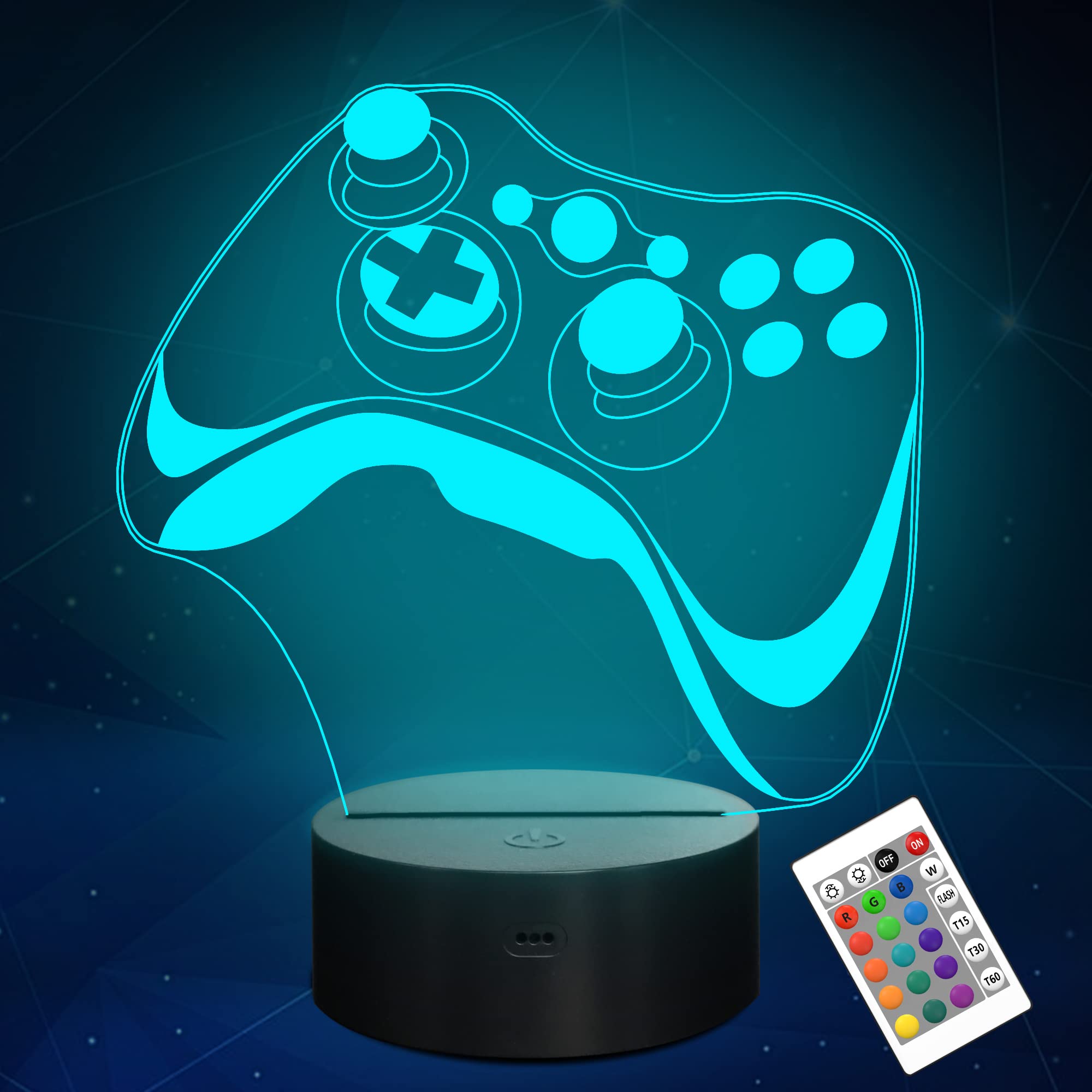 Attivolife Gamepad 3D Lamp, Hologram Illusion Controller Night Light for Kid, 16 Colors Changing & Remote Dimmer Control, Cool Boy Girl Video Gaming Room Accessories as Xmas Birthday Gift for Teen