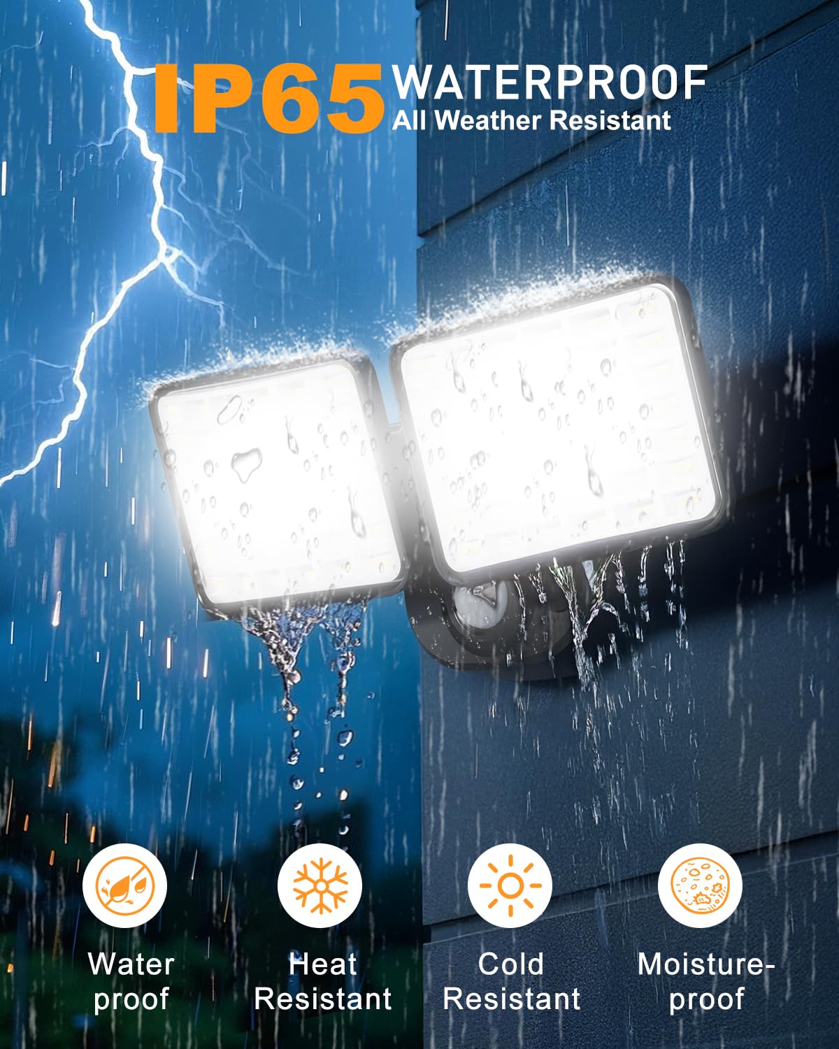 Rechargeable Outdoor Light, 2500Lm&4000Lm Dual Modes Motion Sensor Security Lights, Usb Charging Outdoor Battery Operated Motion