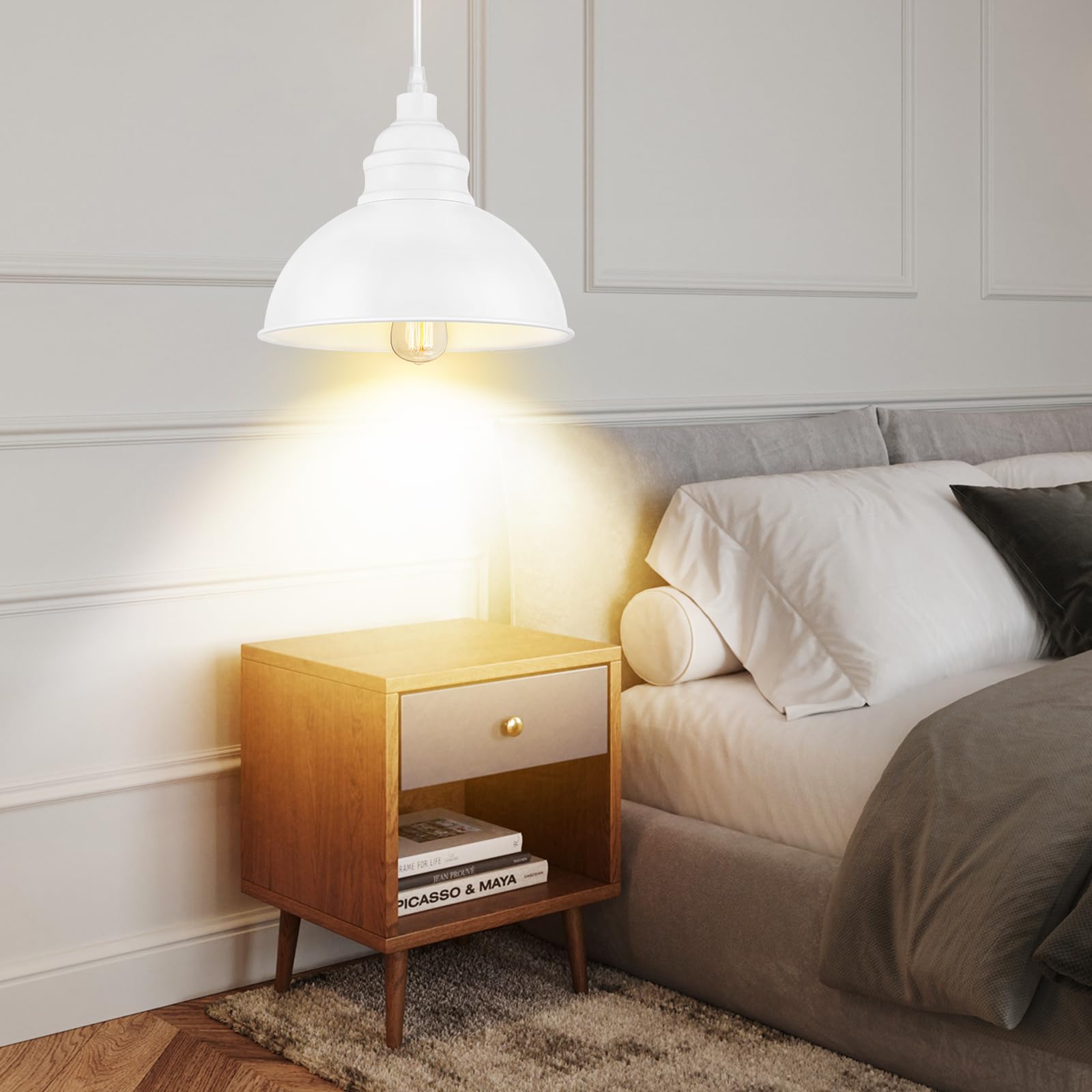 Soodmi Plug In Pendant Light, 15Ft Hanging Lights, On/Off Switch, Industrial Pendant Light With Plug In Cord, Metal Hanging Lamp