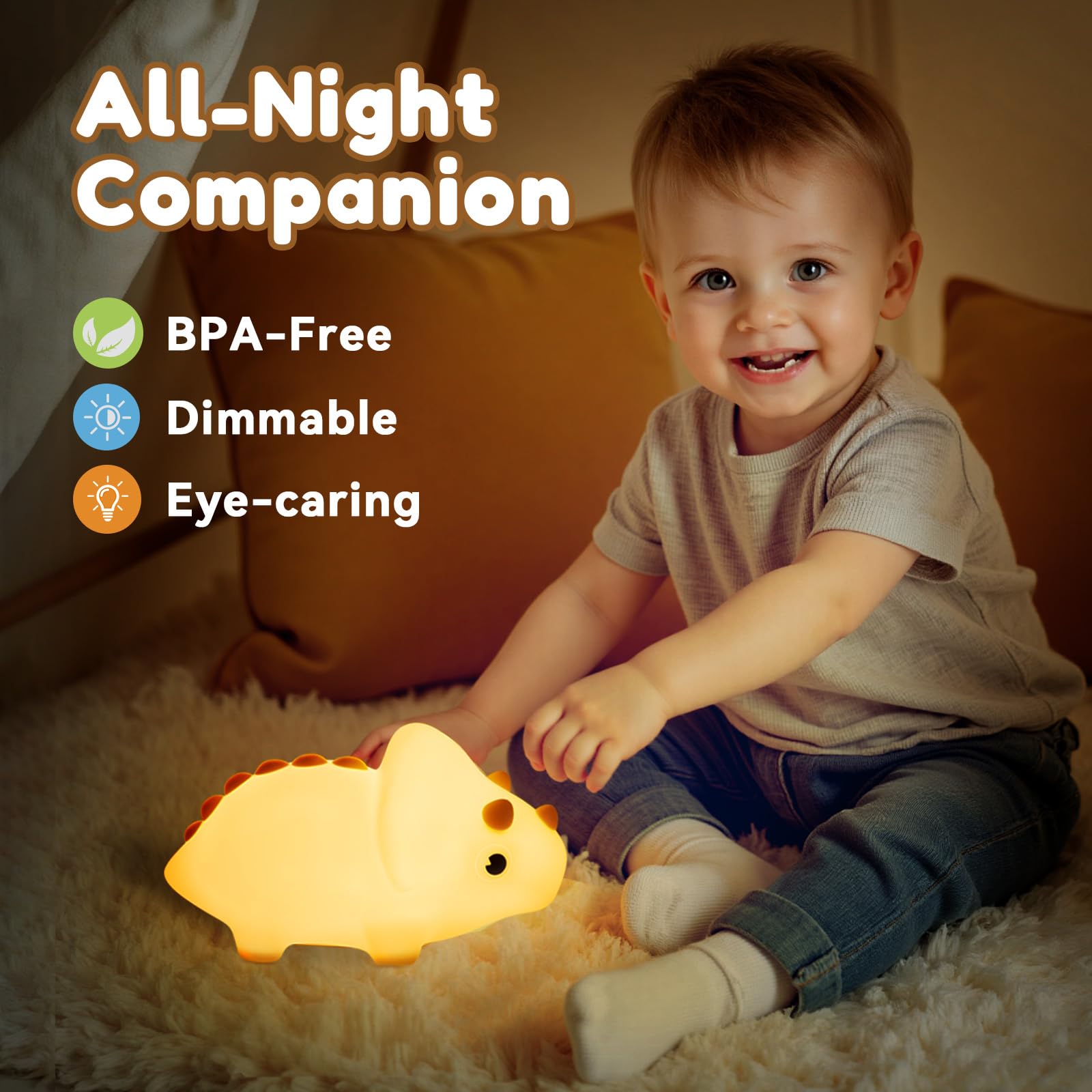 yeklike Kids Night Light, Cute Silicone Eagle, Adjustable 3 Levels of Brightness, Suitable for Crib, Toddler Bed, Girls and Boys