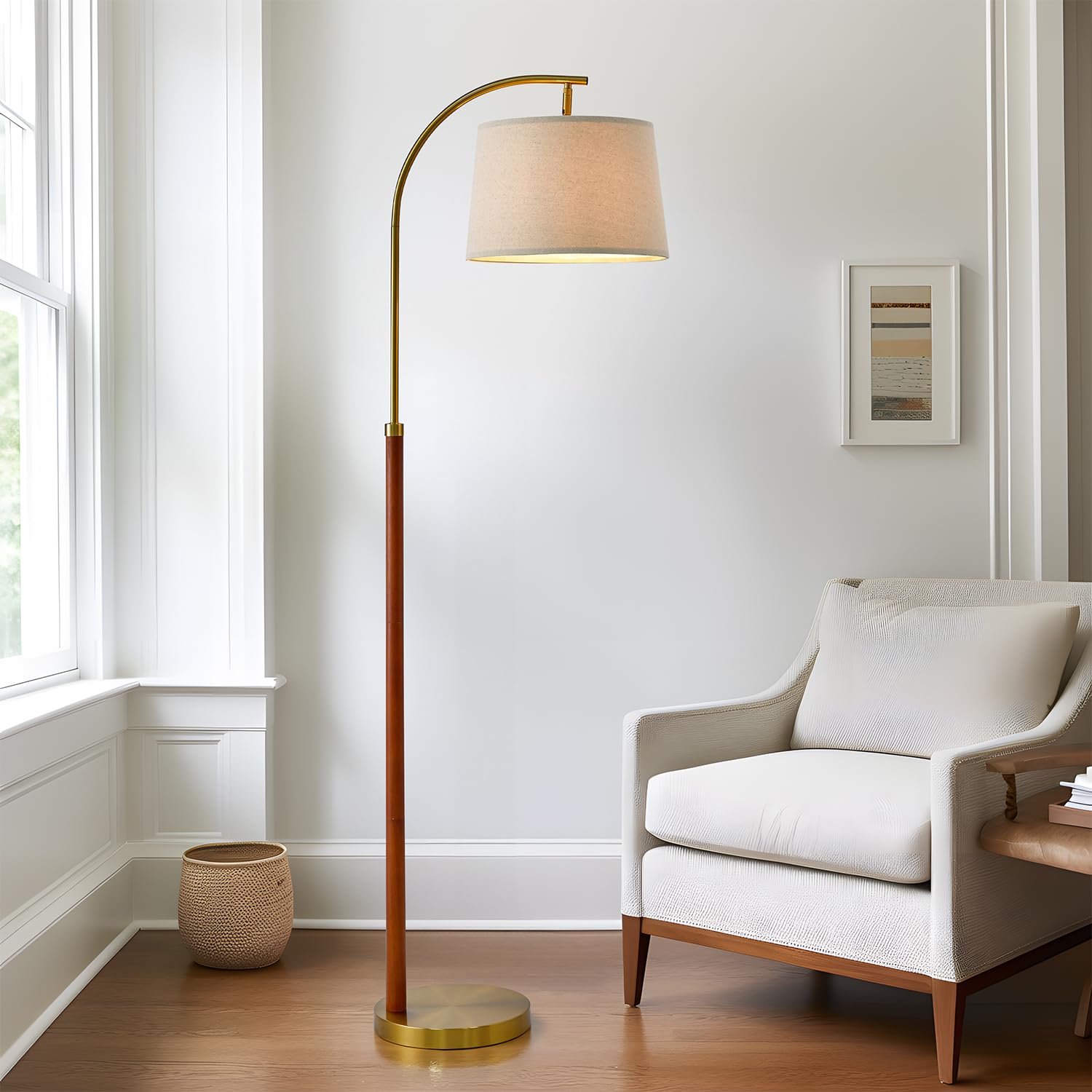 G-Safava 62.5&quot; Gold Arc Floor Lamp With Foot Switch - Industrial Reading Light For Living Room