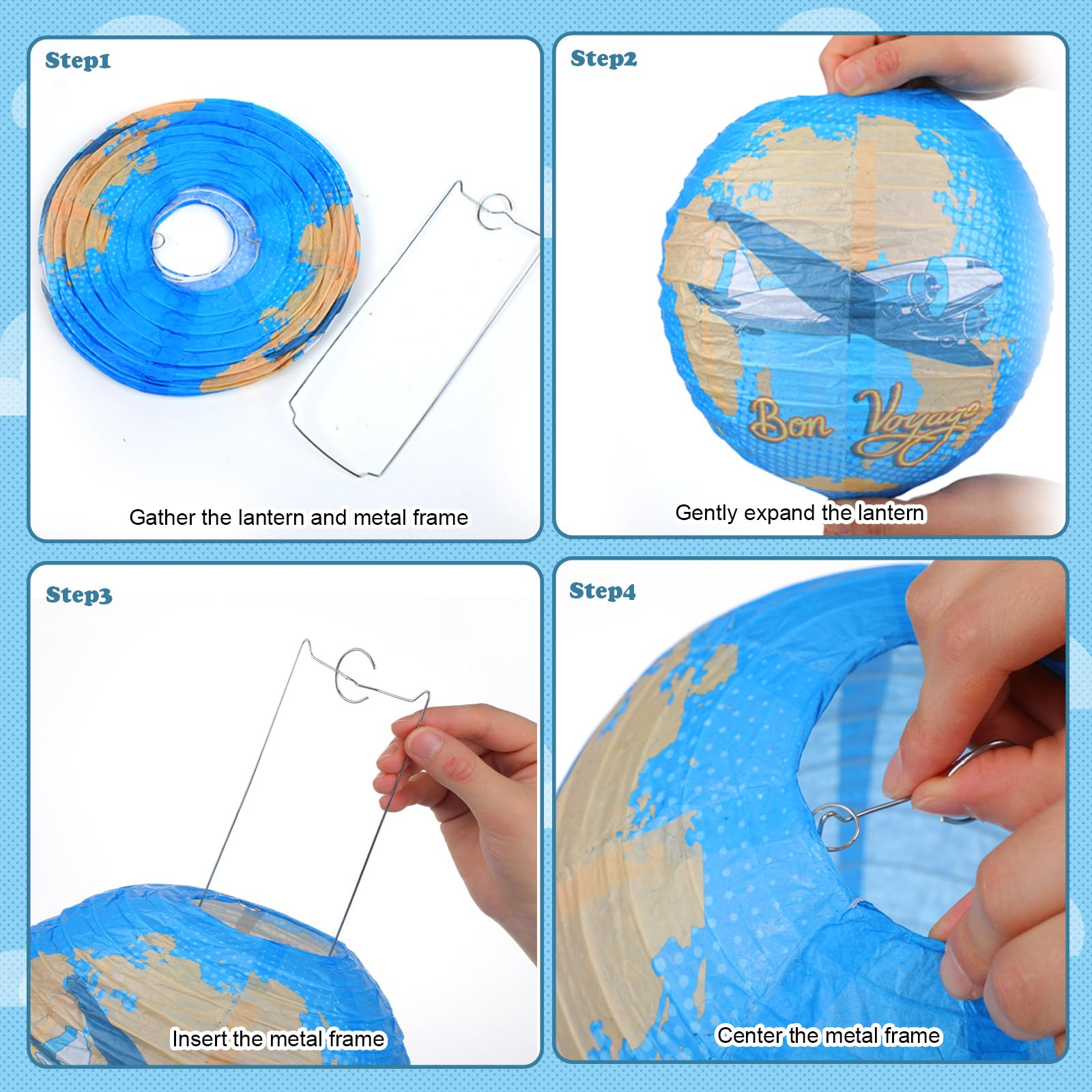 Panelee 12 Pcs Travel Around The World Party Decorations Bon Voyage Paper Hanging Lanterns 8 Inch Adventure Travel Round Paper L