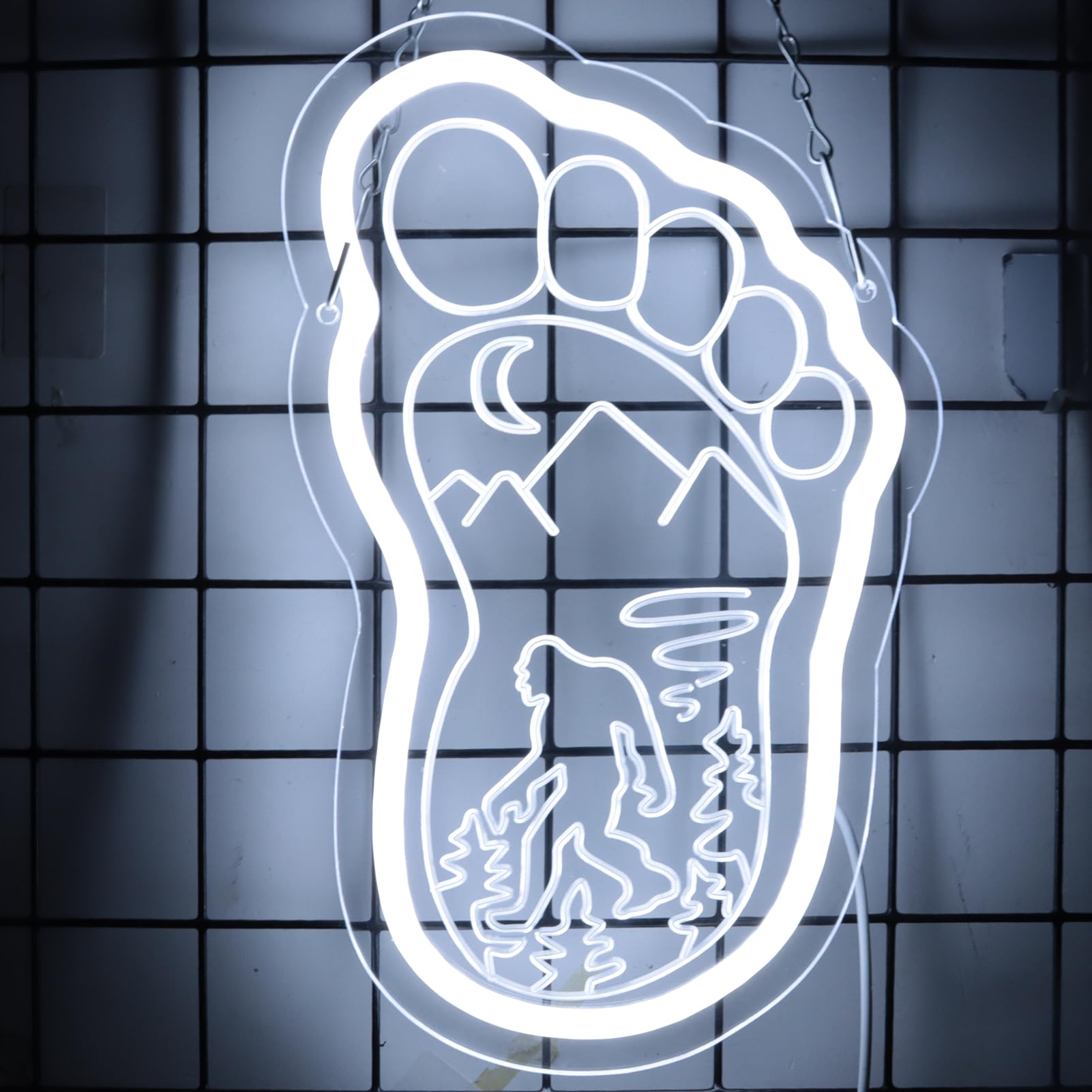 Pinlangdou White Sasquatch Neon Sign Bigfoot Mountain Forest Neon Light For Bedroom Hallway Garage Home Wall Decor Man Cave ChildrenS Room For Birthday Party Gifts For Fans Friends Kids