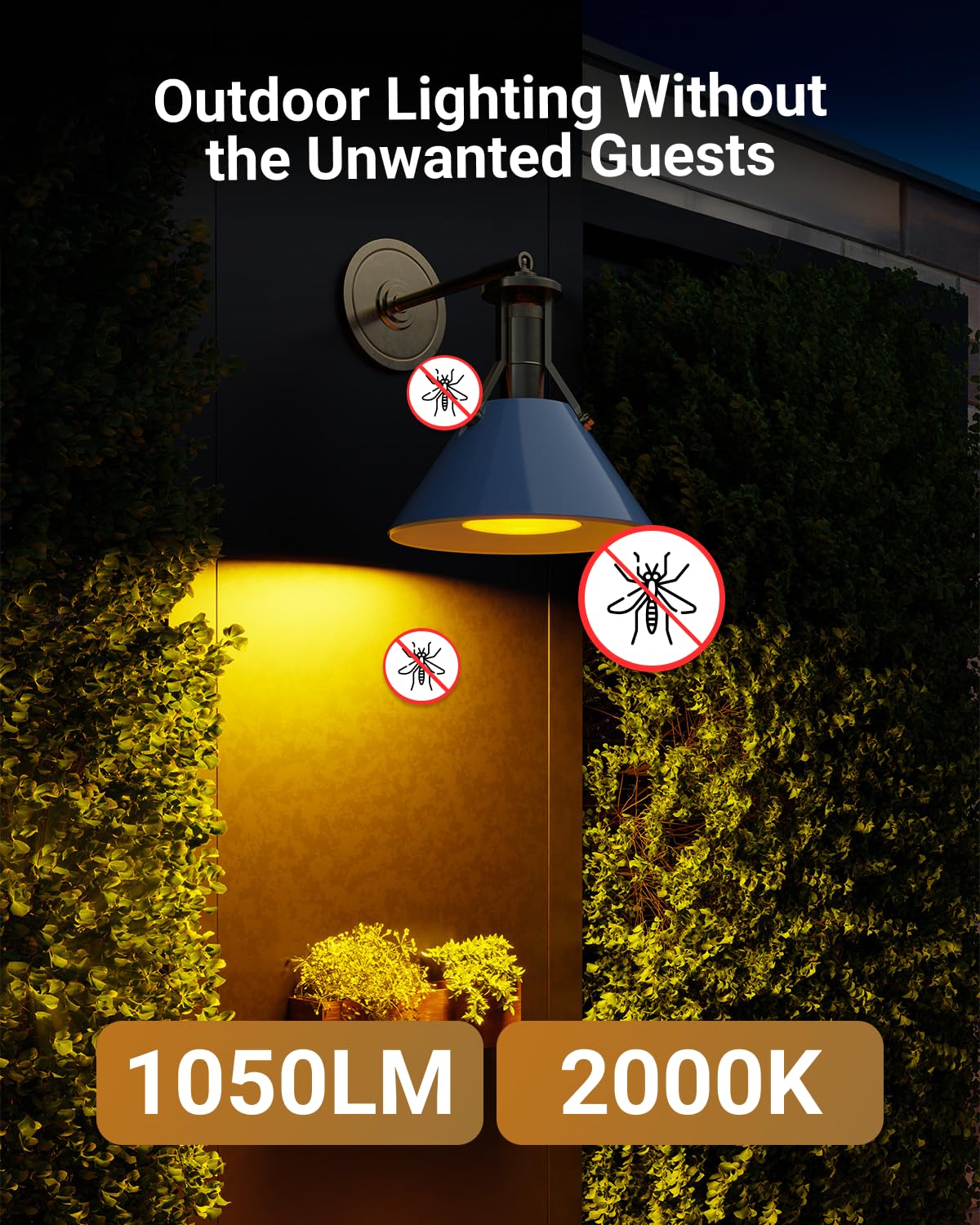 Sunco Led Yellow Bug Light Bulbs Outdoor Par38 Bug Repellent Light For Porch, Backyard, Outside, 13W=90W, 2000K Amber Glow, Dimm